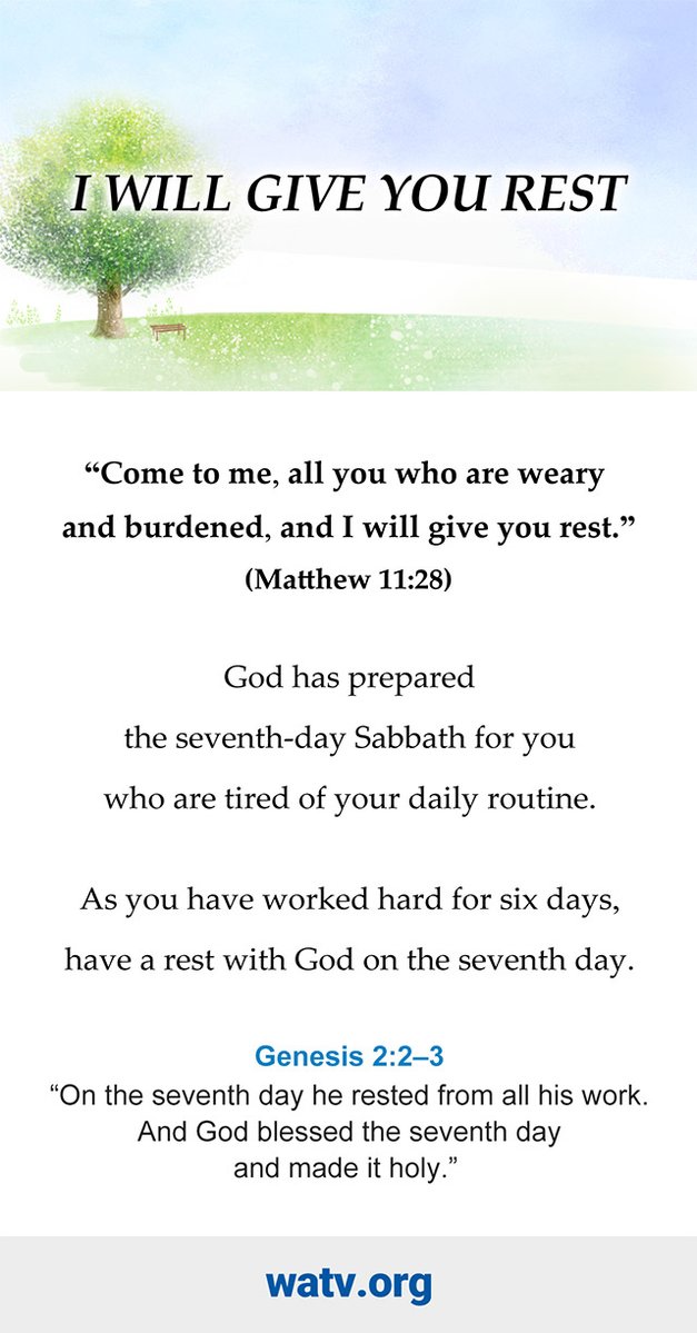 bnnweekoo's tweet photo. God rested on the seventh day and made it holy. Are you keeping the #Sabbath? #Bible https://t.co/lG3z9B3Fp9