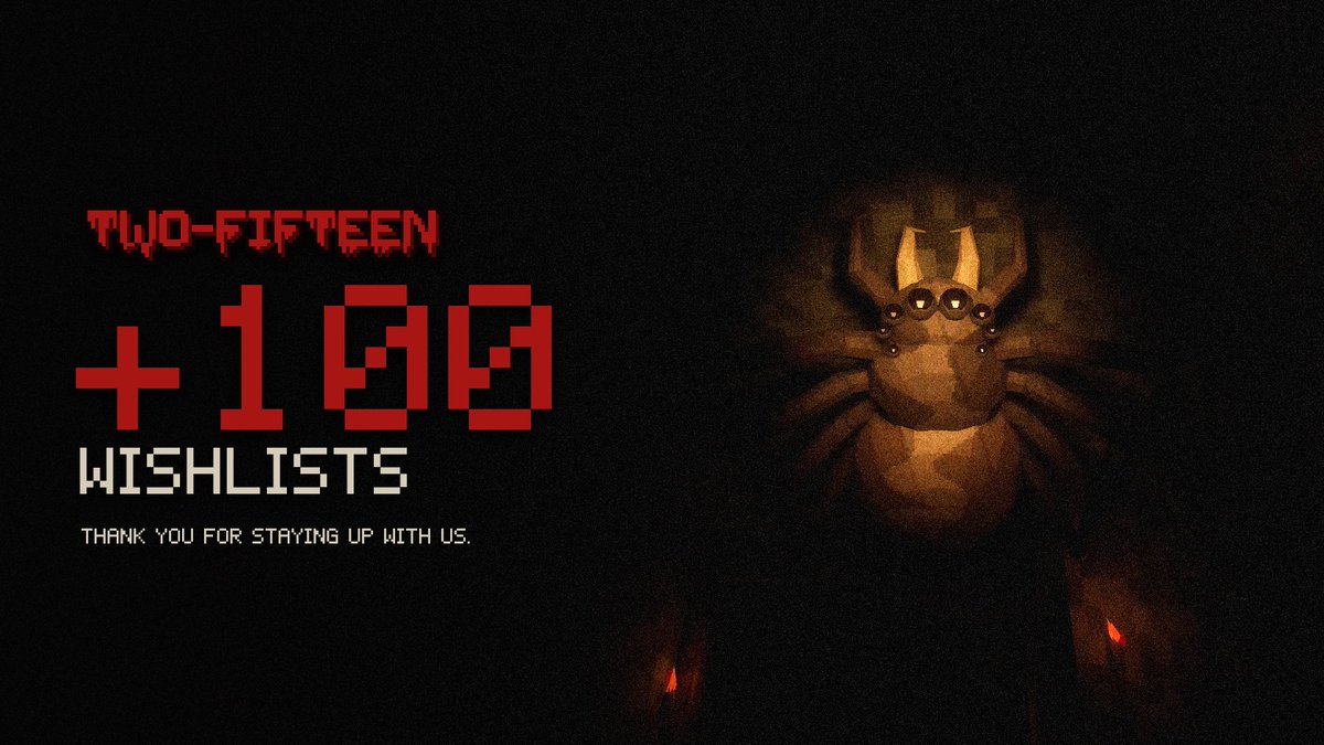 HadddajiDev's tweet photo. 100 wishlists. 🕑

Thank you for staying up with us. The night's only getting longer.

#indiehorror #horrorgame #indiedev #PSX #gamedev https://t.co/TklRRvtDmS