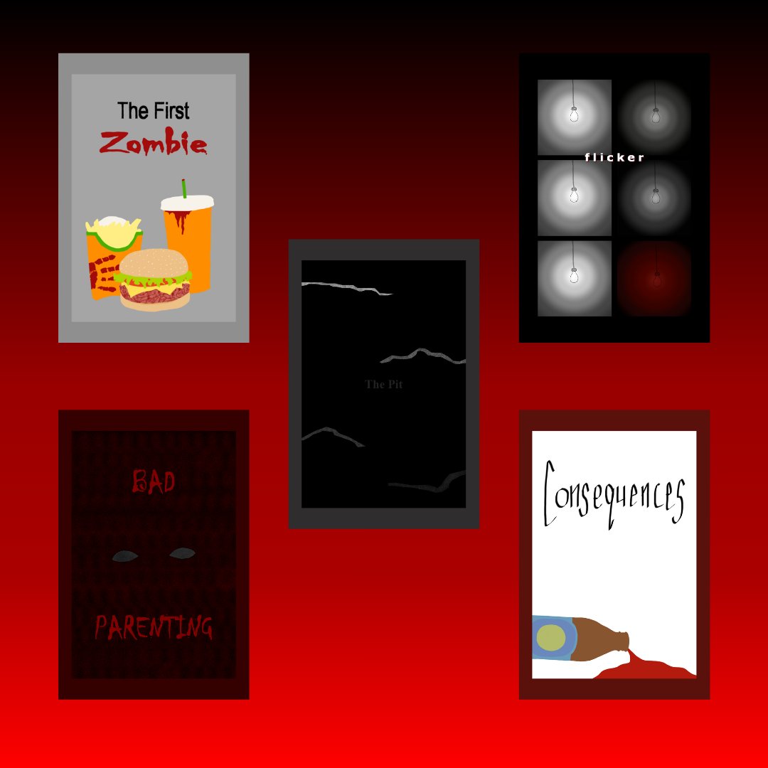 jakegreyxx's tweet photo. if you're looking for short stories to read this spooky season, I've got a little bundle of JUST the horrors from Caught Up in Leaves and Vines

The bundle includes
- The First Zombie 
- Flicker 
- The Pit
- Bad Parenting 
- Consequences 

grab it here: https://t.co/1RC9aii0eJ https://t.co/J8JdmKH0zT