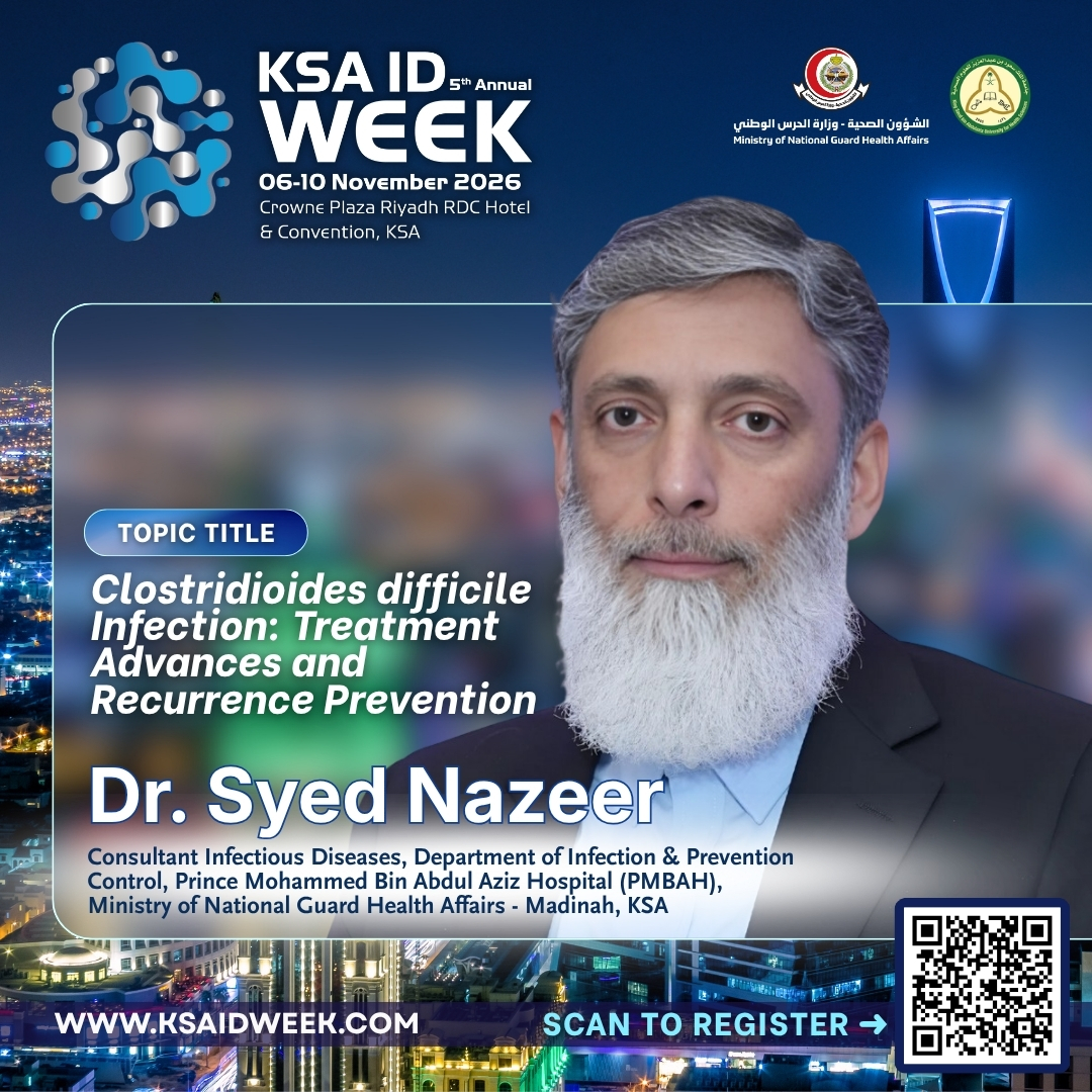 IDprofs's tweet photo. We are please to welcome DR. SYED NAZEER to KSA ID Week 2026. 📢

Learn from the expert - register today!
📅 6-10 November 2026 | 📍 Crowne Plaza RDC, KSA
🌐 https://t.co/lE7NvY6ltJ

#KSAIDWeek2026 #InfectiousDiseases #MedicalEducation #Healthcare #Riyadh #SaudiArabia https://t.co/MdoLWRhdVo