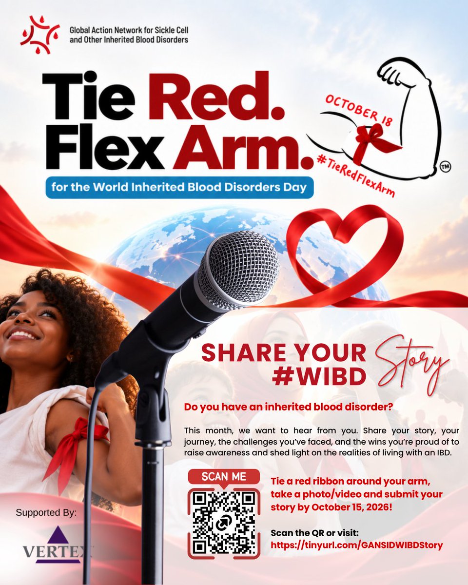 IBloodDisorders's tweet photo. Do you live with an #inheritedblooddisorder or support someone who does? Share your story. ❤️

This #WIBDMonth, GANSID is highlighting real experiences from the community.

Join #TieRedFlexArm and share your story in a video or written submission.

https://t.co/qL1xIHAFrj https://t.co/fi9suo8tJI