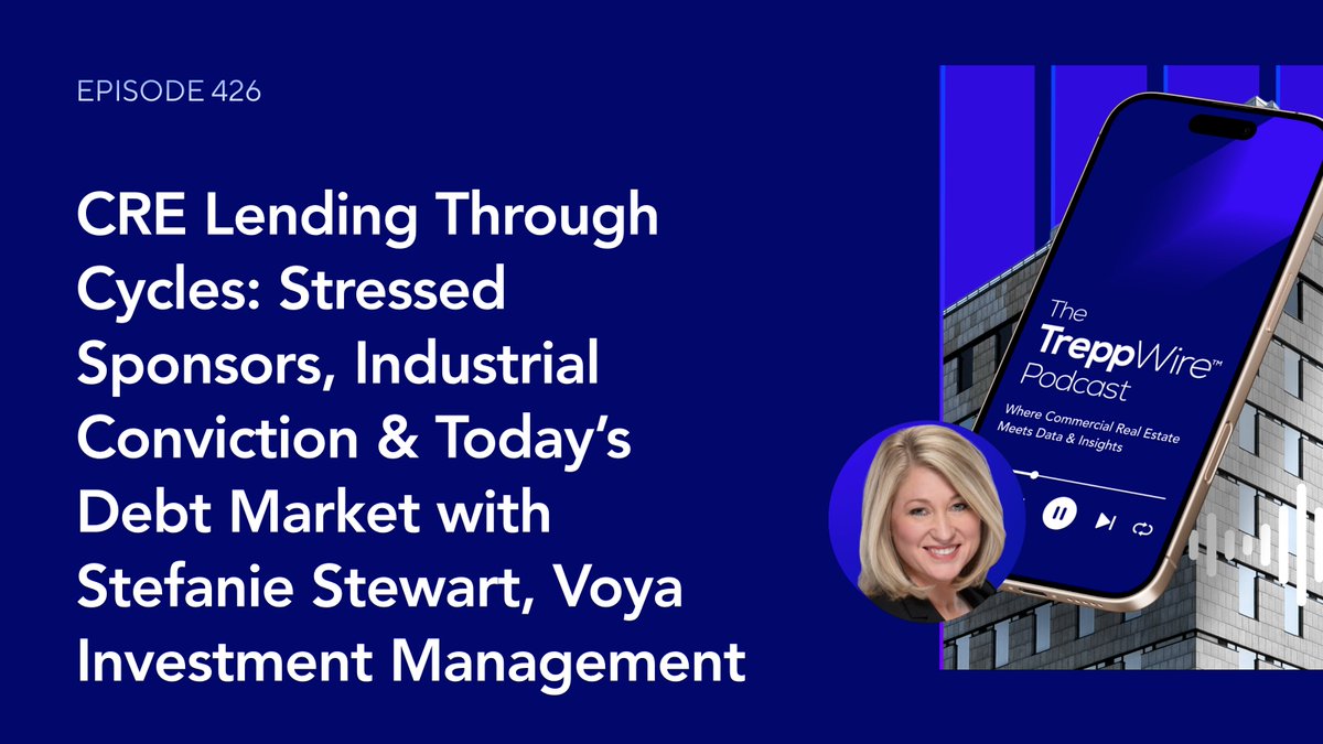 TreppWire's tweet photo. From the GFC to today’s higher-rate environment, CRE lenders have had to adapt to every market cycle.

In this special guest episode of The TreppWire Podcast, we sit down with Stefanie Stewart of Voya Investment Management to discuss lending through market cycles, stressed sponsors vs. stressed assets, opportunities in industrial real estate, and how AI is helping lenders move faster in today’s market

Tune in now: https://t.co/grrY9DwXVF