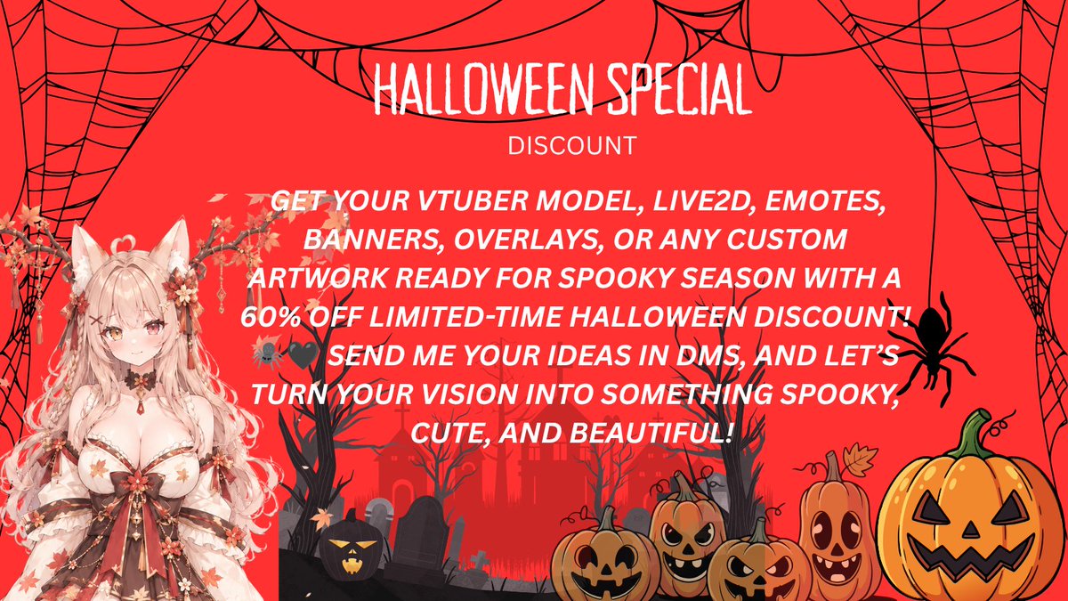 yuri_envt's tweet photo. 60% OFF HALLOWEEN SALE"
VTuber Models | Live2D | Emotes | Banners | Overlays
#Vtuberart #StreamingAssets #GamerArt #HalloweenSale https://t.co/HKlACy8WYr