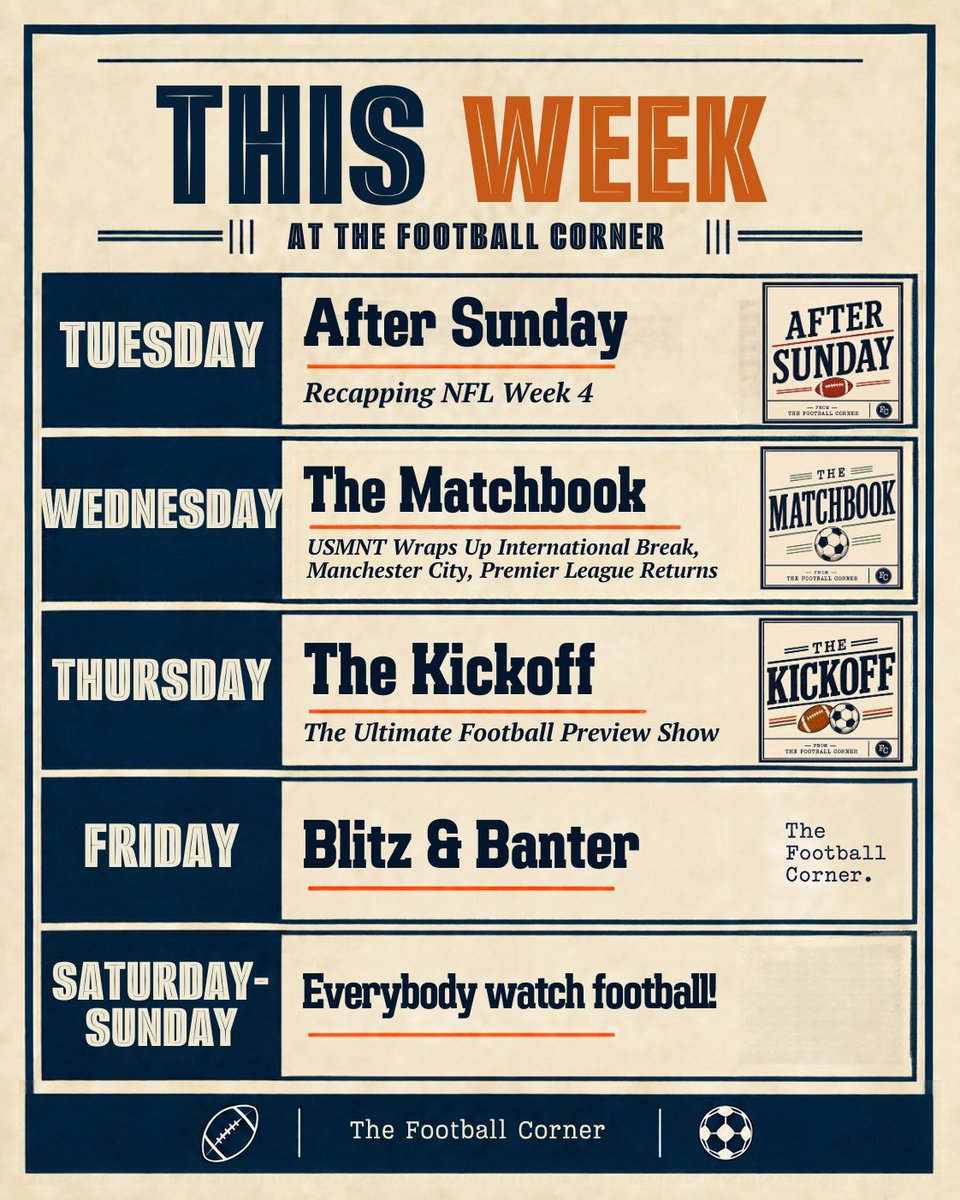 sethdowdle's tweet photo. On deck this week at The Football Corner. https://t.co/7ub1TKesQ9