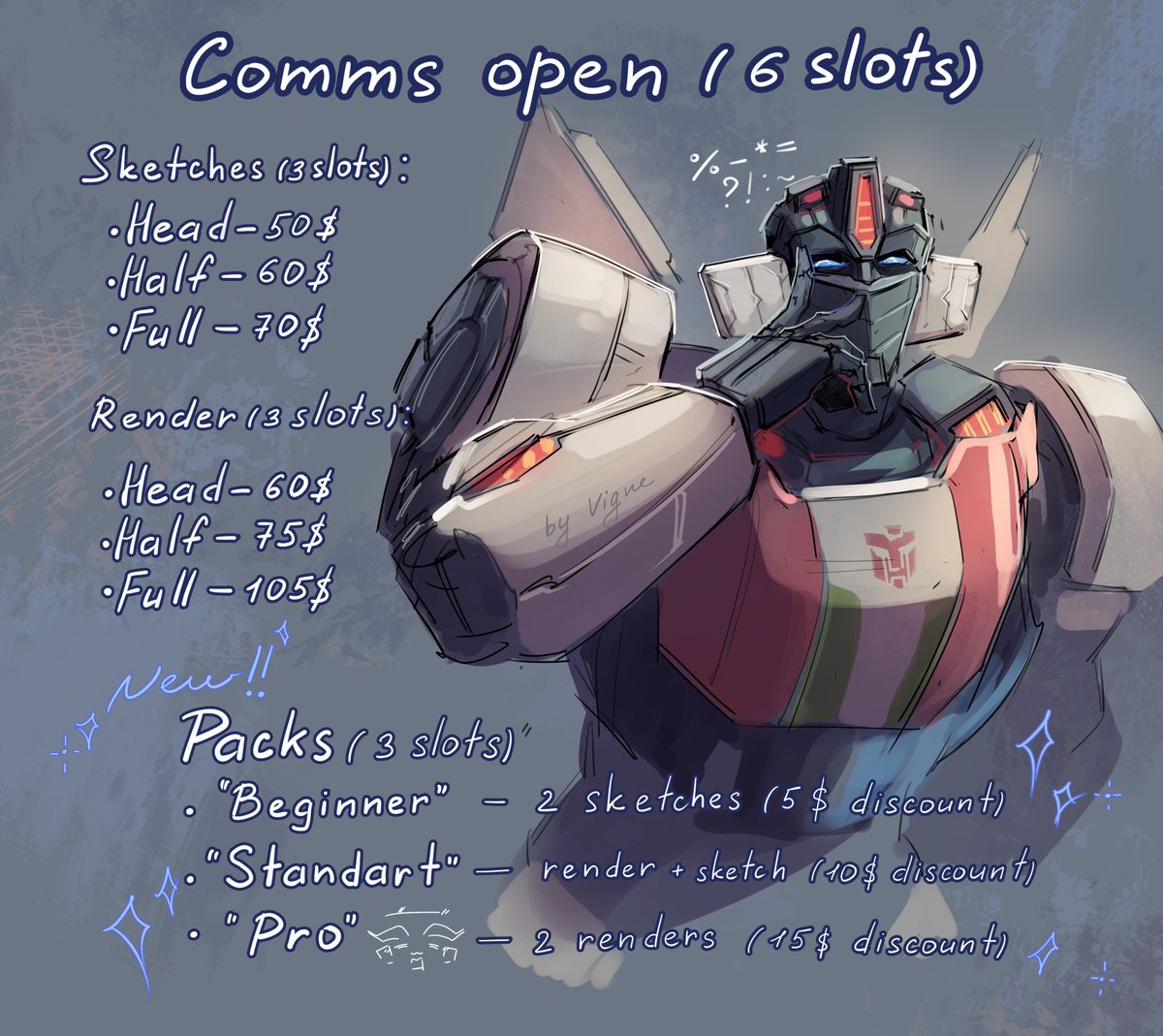 Doctor_Vigne's tweet photo. And the new wave of comms already open! ✨

#Transformes #wheeljack #commissionsopen #by_Vigne #Vigne https://t.co/3XybwKSdUc