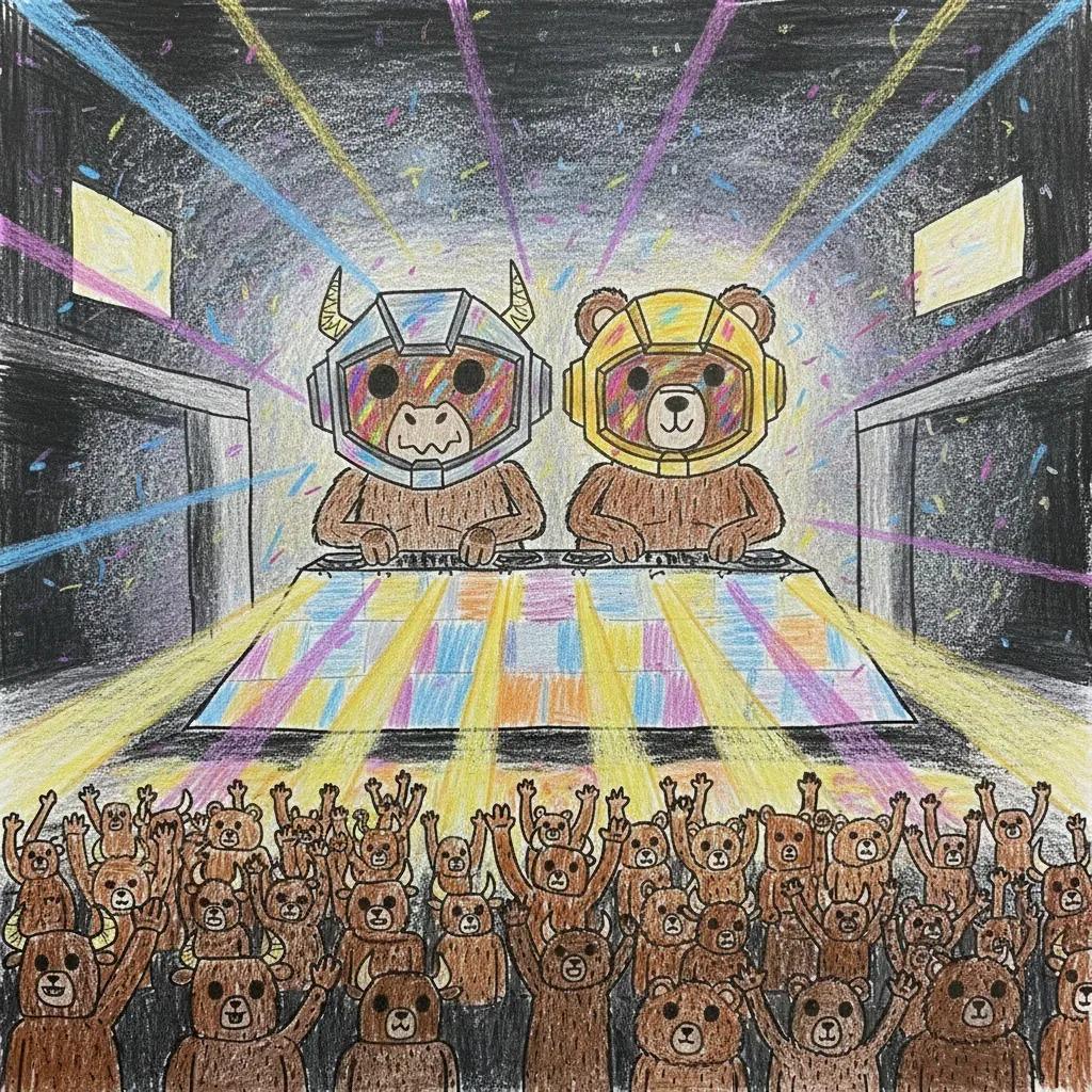 skribbonft's tweet photo. shall the party start soon? 🪩🐻🐂 https://t.co/ZW1jO0GU3I