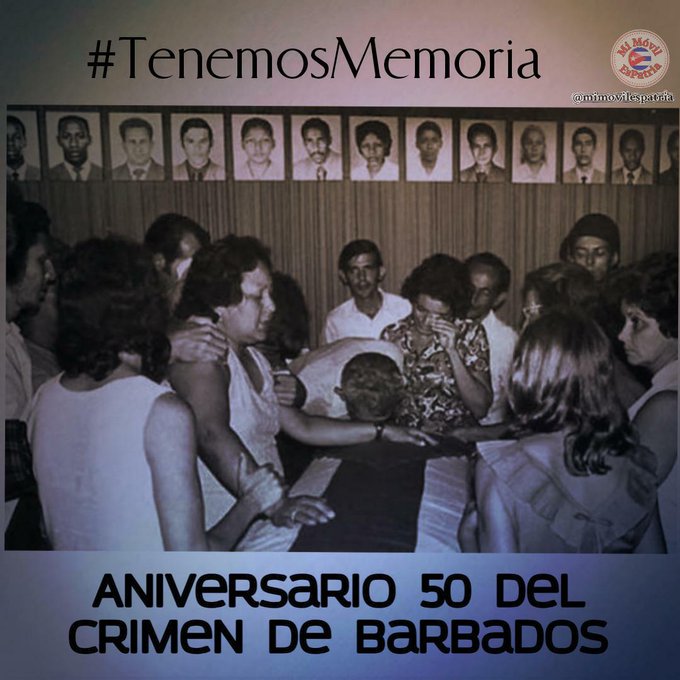 AlisAzahares's tweet photo. A 50 años del crimen de Barbados, recordamos con dolor a las 73 vidas que se perdieron en ese vil acto y conmemoramos el Día de las Víctimas del Terrorismo de Estado. Su principal instigador: el gobierno de los Estados Unidos.
¡Gloria eterna a nuestros mártires! #NoAlTerrorismo https://t.co/IvgoieOCZB