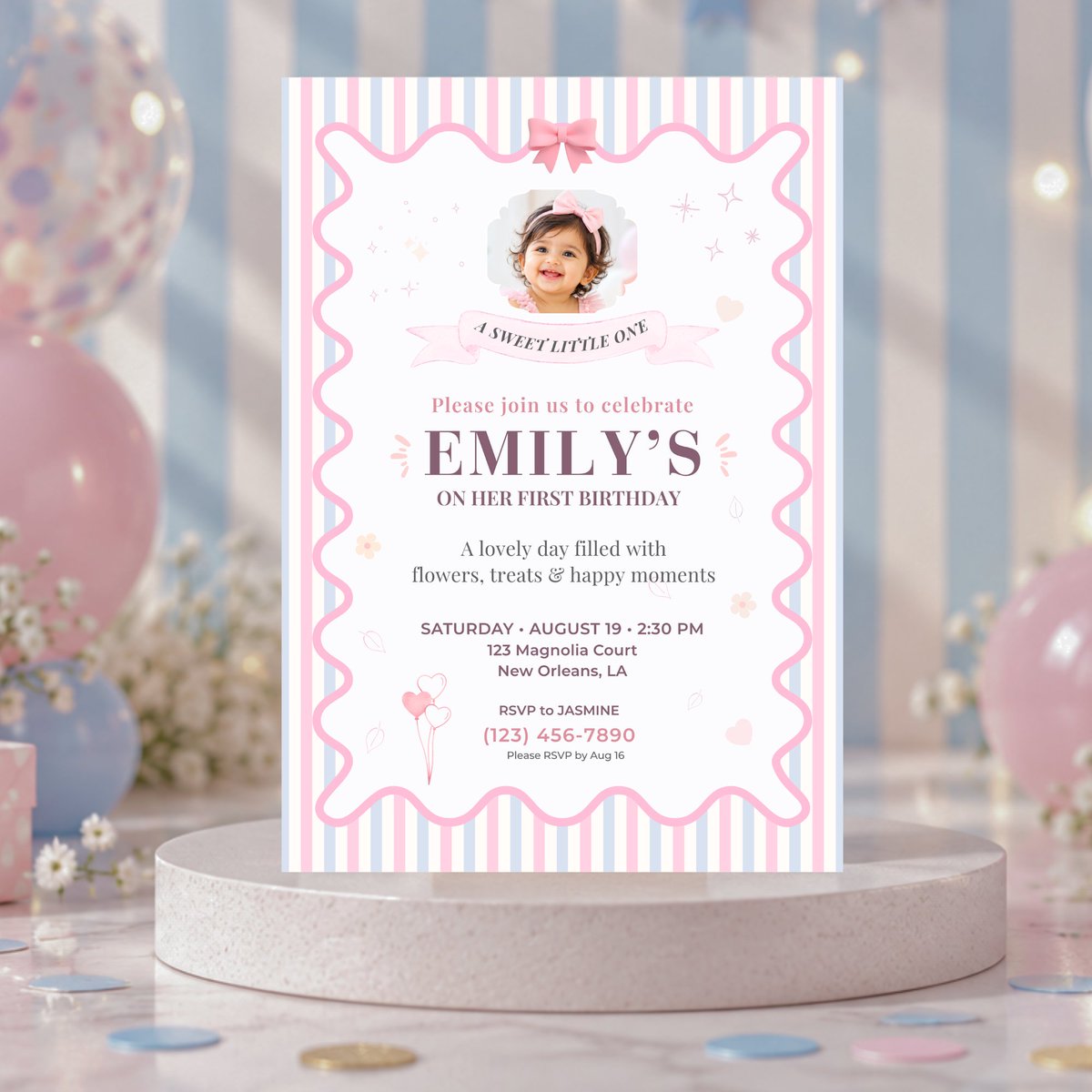 ShowPixelLab's tweet photo. 🎀 A Sweet Little One! 🌸

✨ 5×7 invitation
📱 Mobile invitation
🎀 Edit name, age, date &amp; party details
📸 Add your own photo
💌 Print or share digitally

🛍️ Shop on Etsy:
#Etsy #FirstBirthday #GirlBirthday #CanvaTemplate #BirthdayInvitation #DigitalInvitation https://t.co/dYXiGlbH26