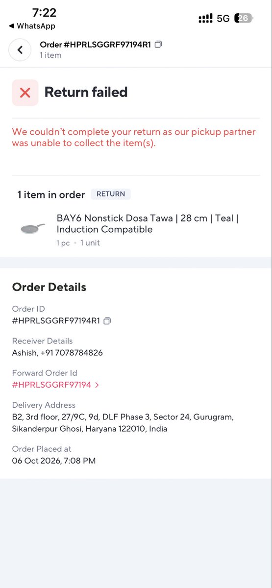 Ashisssshhhh24's tweet photo. @zeptocares I just had a conversation with Rohit, he arranged the return pickup, but your pickup agent arrived and marked the return as failed without making any single call.
I'm shoookedd lol 😂 #boycotzepto @ZeptoNow @zeptocares I am glad for the support. Shall I file a complaint to forum. https://t.co/pvv99H2xTG