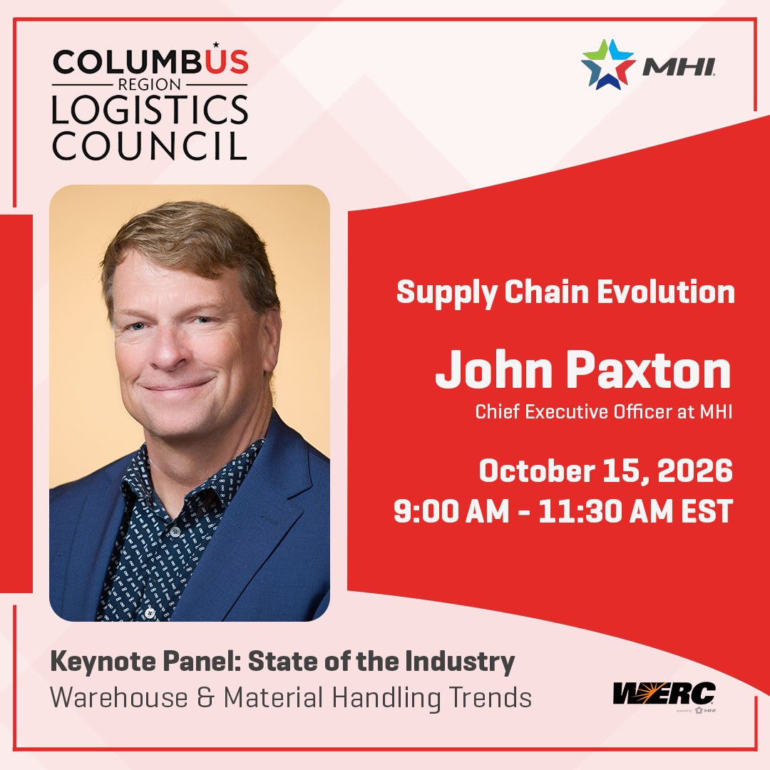 WERC's tweet photo. Prepare your organization for the next five to 10 years at Supply Chain Evolution on Oct. 15 in Columbus, Ohio. MHI CEO John Paxton will participate in a keynote panel on the state of the industry, focusing on warehouse and material handling trends.

Register now: https://t.co/rLgmMgg8Y5

#SupplyChain #MaterialHandling #Warehousing