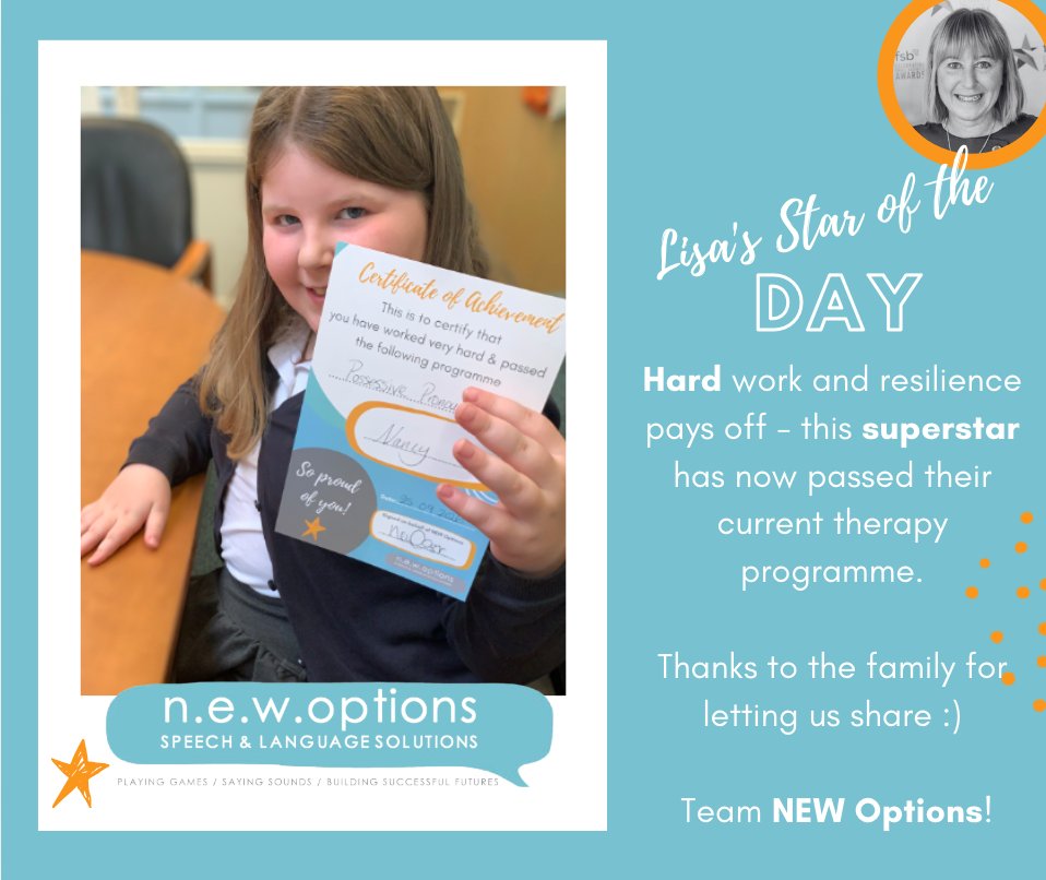NewOptionsltd's tweet photo. Well done to one of our superstars!#SLT #speechtherapy https://t.co/MLKBGiGKGL