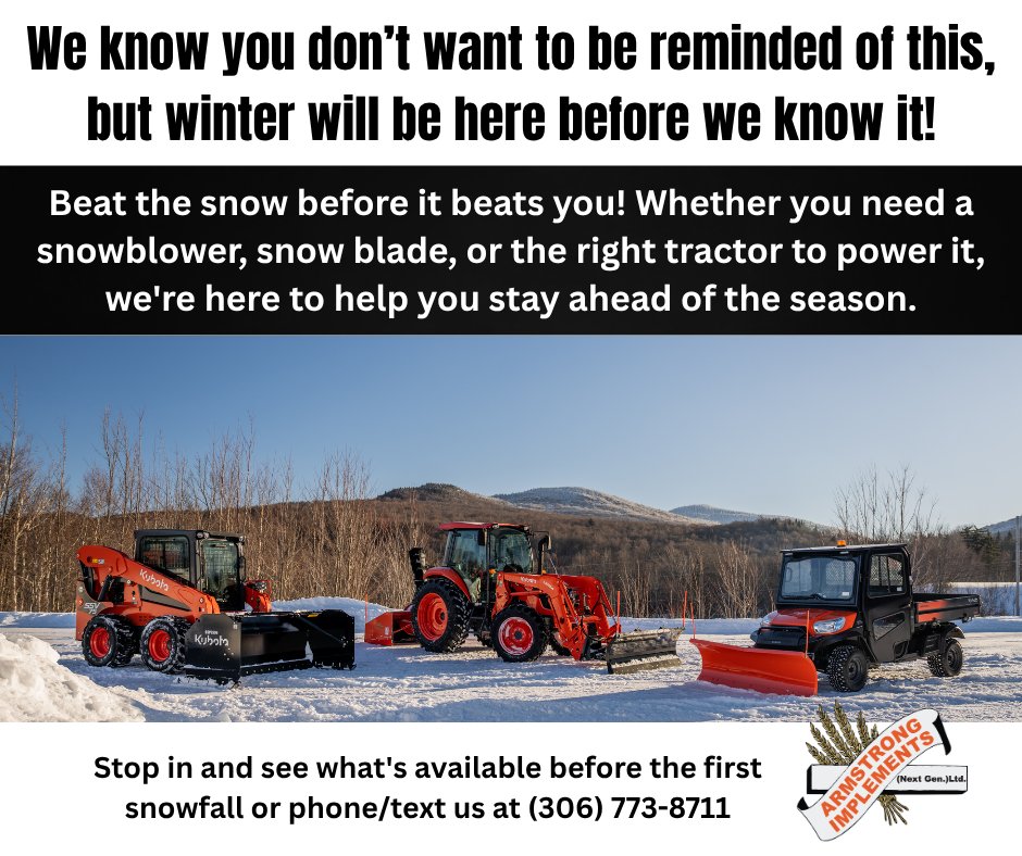 Armstrong_Imp's tweet photo. #SnowIsComing #GetAheadOfTheSnow #DontWaitForTheFirstSnow #SnowRemoval #ArmstrongImplements https://t.co/ig5BhVjKeA