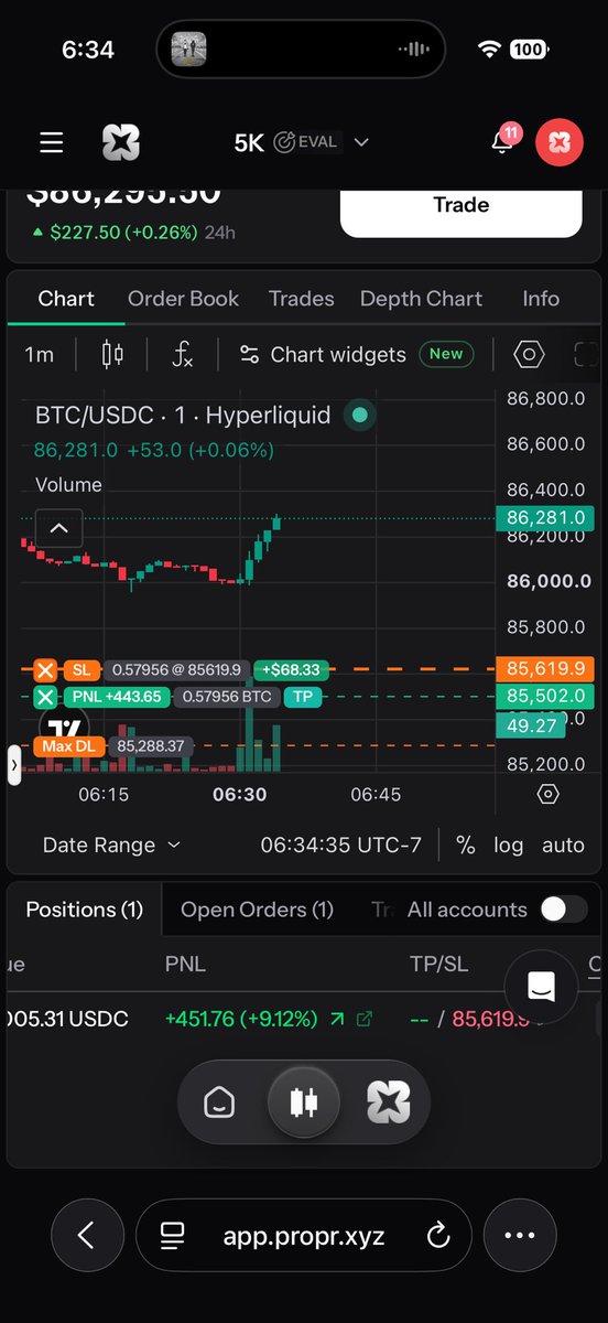 i12skis's tweet photo. Instantly passed my funded perps account eval lol. In case you guys are interested that’s my referral link. You can paper trade to practice not mandatory to buy 

https://t.co/IW1NovBSXL

In case you don’t want to click link just search up Propr and here’s my code: UCQ1P4KH https://t.co/Dya061KjX5