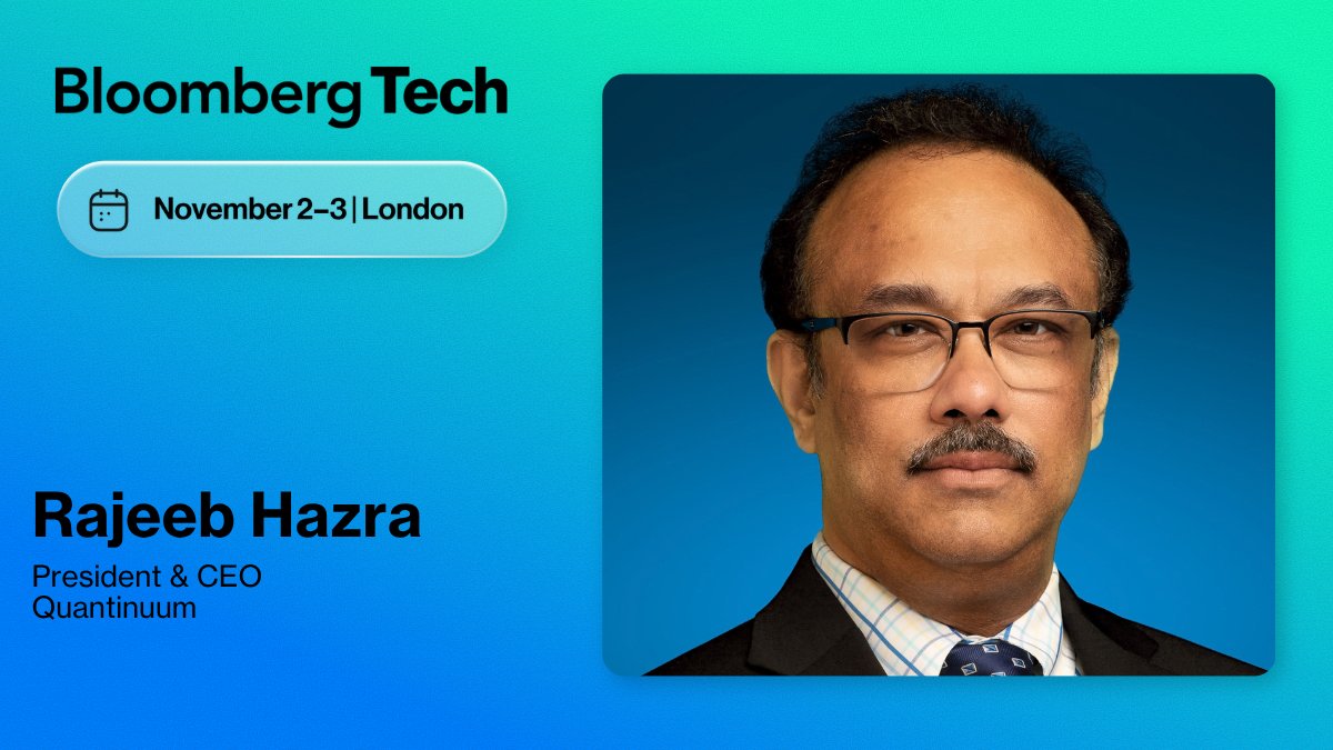 BloombergLive's tweet photo. #BloombergTech London welcomes @QuantinuumQC President & CEO @rajeeb_hazra to our 2026 lineup of speakers. Join us next month as we
Learn more here
https://t.co/KMnc7n1554 https://t.co/QSSGxk4BpW