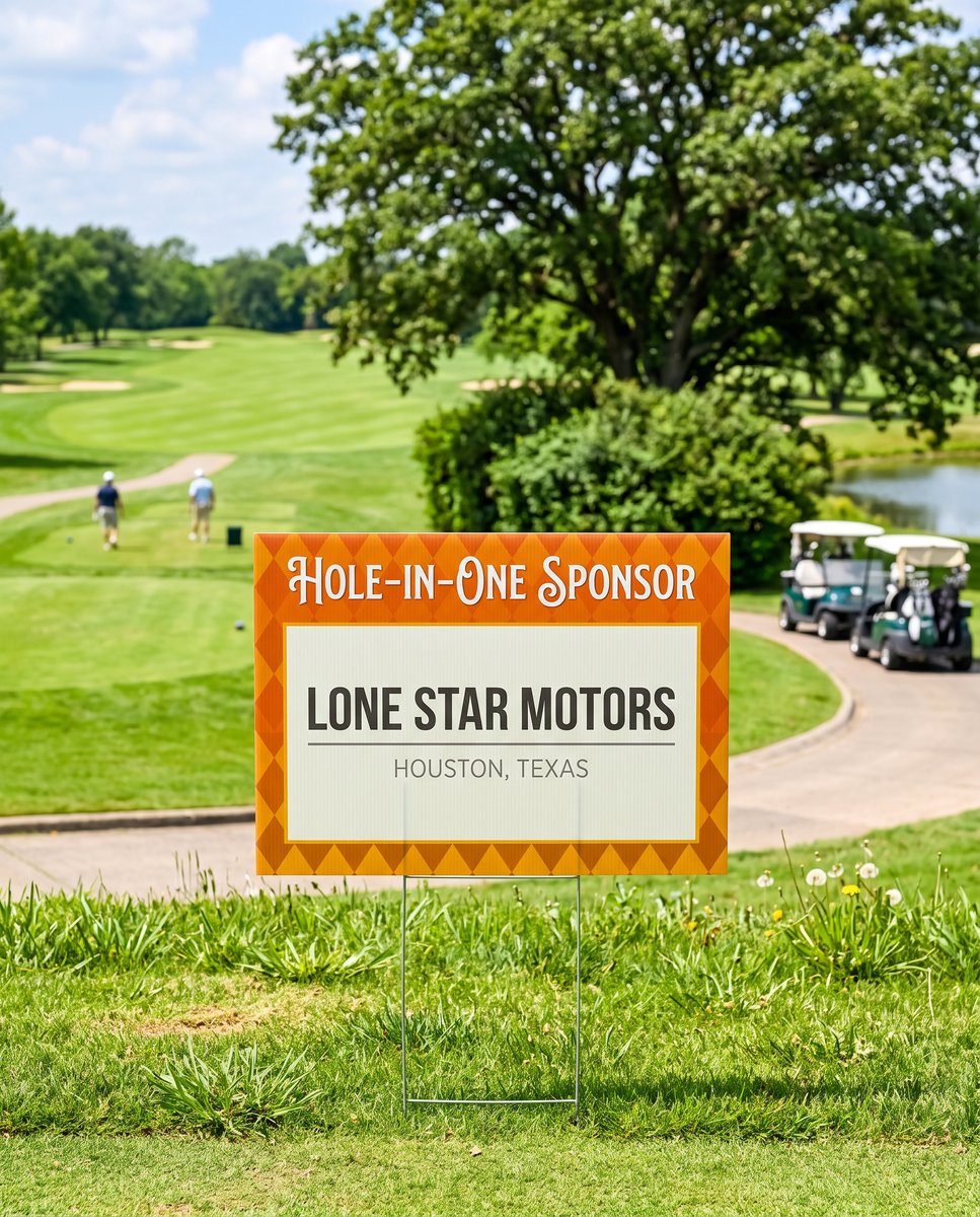 HoustonSignCo's tweet photo. Make every tournament partnership count with clear, high-impact golf sponsor signage. Custom-printed signs highlight tournament contributors, boost brand visibility on every hole, and ensure your event looks professional from tee to green. https://t.co/XdEzNLcwpp https://t.co/IFyr5GCj5x