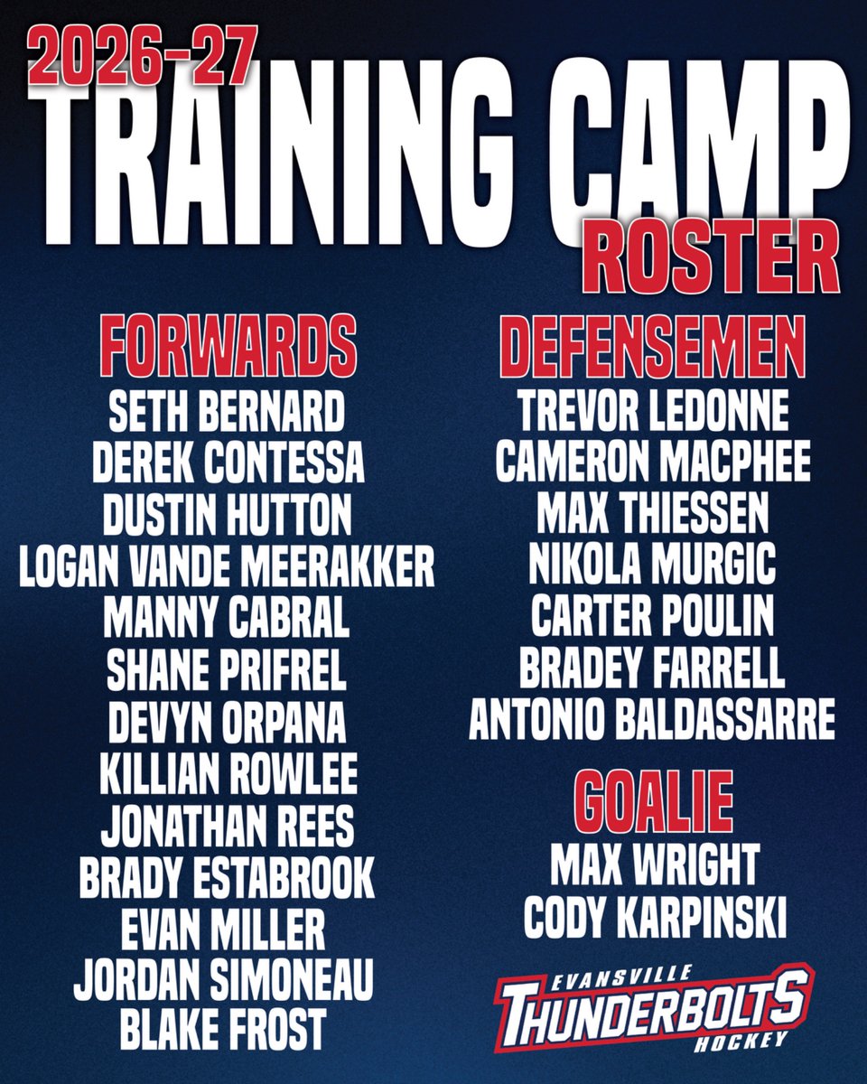 evvthunderbolts's tweet photo. TRAINING CAMP ROSTER IS SET!😎

#LetsGoBolts | #WhoseHouse https://t.co/7p41oDqoa7