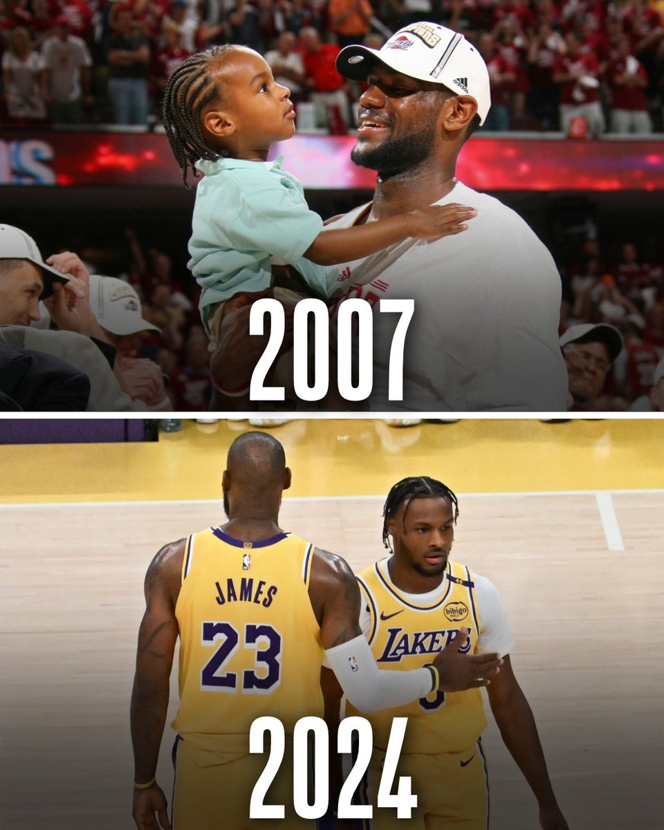 NBABrasil's tweet photo. Em 2007, quando essa foto foi tirada, Bronny tinha apenas DOIS anos!🥹 17 anos depois, ele se tornou companheiro de equipe do pai, LeBron James! ❤️

Parabéns pelos 22 anos, Bronny! 👏 #NBABDAY https://t.co/K8UCDZN44D