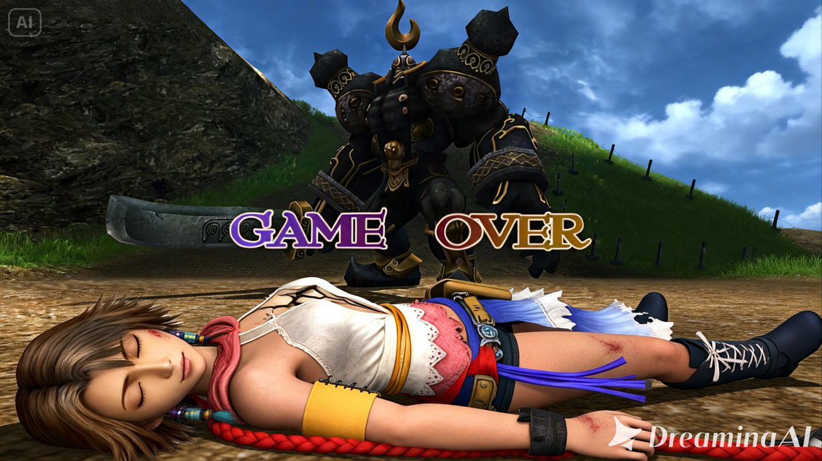 prasetya_j93824's tweet photo. Yuna ユウナ, Final Fantasy X-2 ファイナルファンタジーX-2 Is losing to some enemy Game Over Ryona リョナ. this time she wears gunner Costume with good shorts like koboii Sytle. #rpggame #squreenix #spira #ryonas #gullwings #summoner https://t.co/efiVWcgZMw