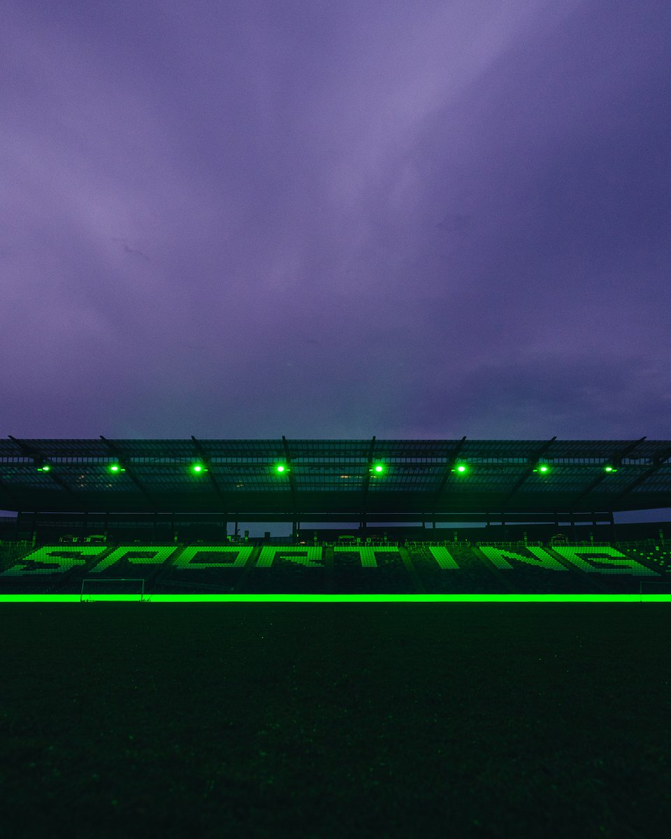 SportingKC's tweet photo. One color, one message: resilience. Our stadium is lit green in celebration of Green Sports Day alongside @sportsalliance. 💚

#GreenSportsDay #SportingSustainability 
More on Green Sports Day here: https://t.co/rQlLtoBr4E https://t.co/xflaLcEEBa