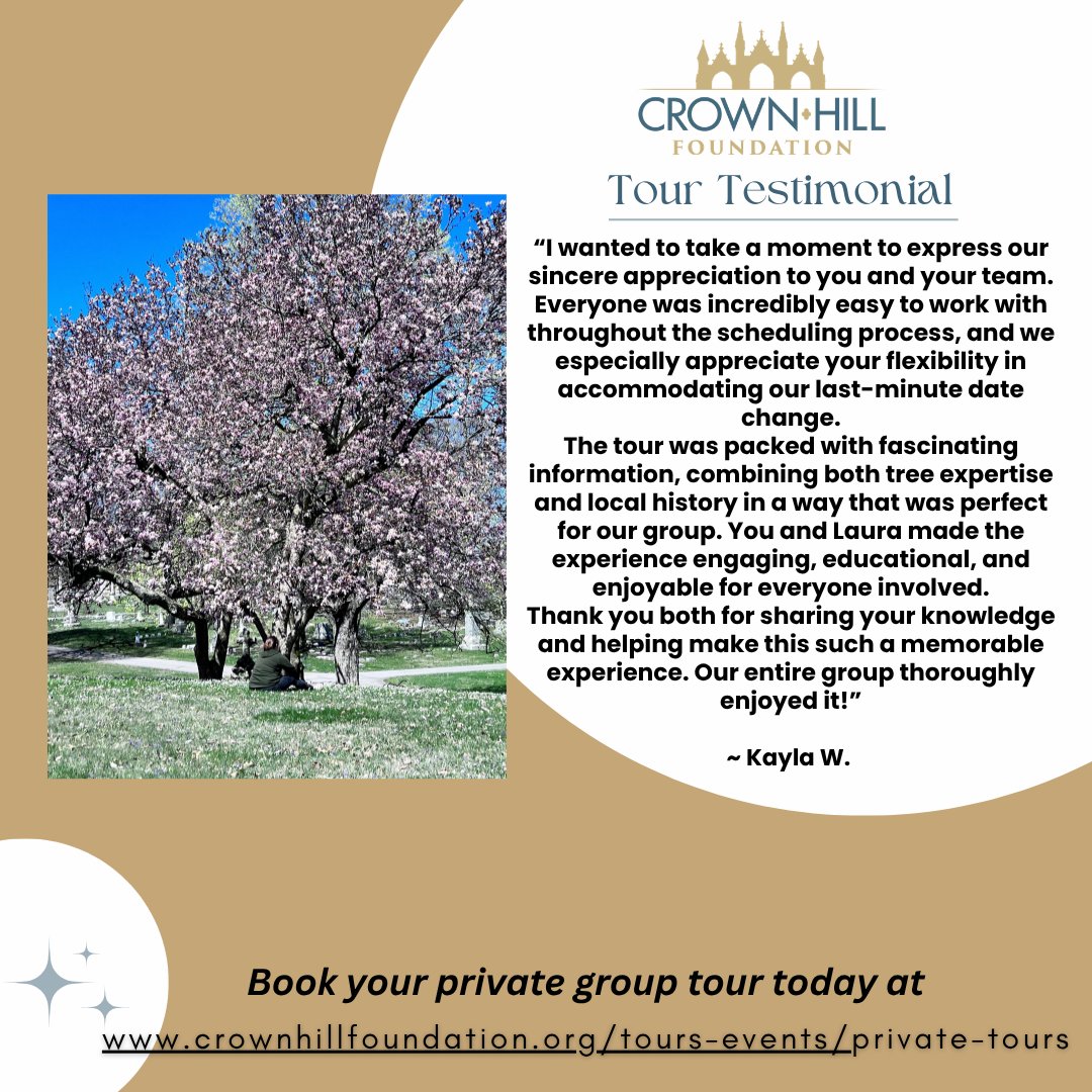 CrownHillCem's tweet photo. Tree Tuesday! We so appreciate your feedback! Book a private group tour today for your family or organization at https://t.co/Jxghfn9gmu https://t.co/rl6A8DMckI