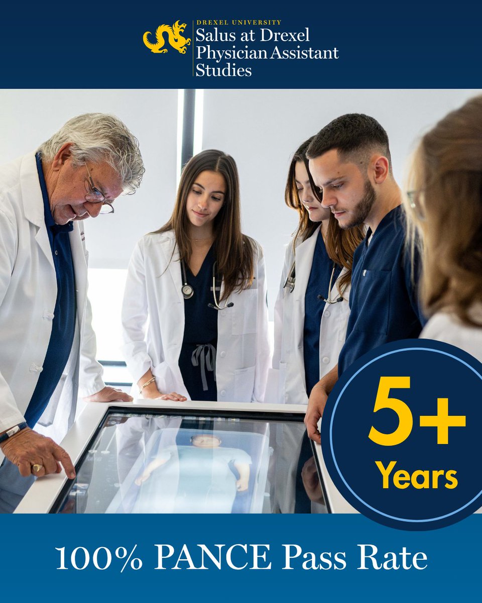 DrexelElkinsPk's tweet photo. Congratulations to the Salus at Drexel Physician Assistant Studies program on their continued commitment to excellence!
#drexeluniversity #physicianassistant #PADay https://t.co/5krMf1QX8I