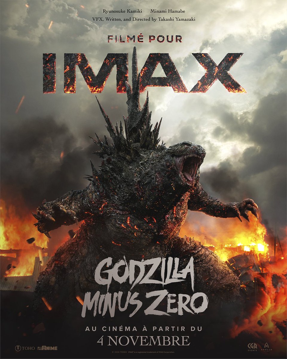alltheanime_fr's tweet photo. Le déferlement approche… 🦖

Préparez-vous à découvrir GODZILLA MINUS ZERO comme jamais auparavant.

🎟️ Rendez-vous le 12 octobre pour réserver vos places pour la première production japonaise #FilméPourIMAX ! https://t.co/UJGCAmlPIJ