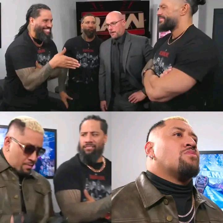 EOlorunsina's tweet photo. BREAKING: Roman Reigns officially welcomed Solo Sikoa back to The Bloodline on RAW. 

Reigns announced that The Bloodline will face 946 next week, then shocked Jimmy Uso by revealing Solo—not him—would team with The Tribal Chief.

Solo Sikoa is officially back with The Bloodline. https://t.co/TvKvzT3Tdg