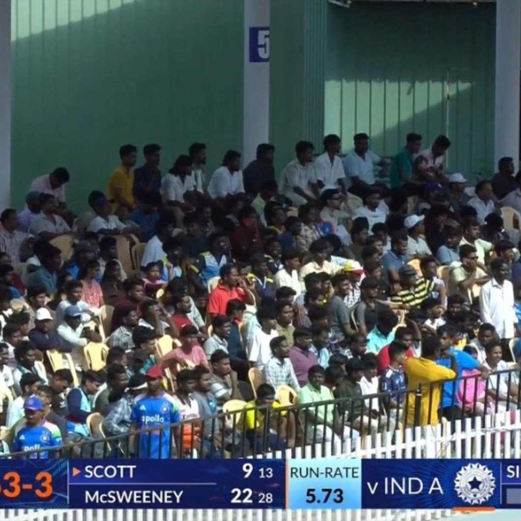 heroxcricket's tweet photo. ๐๐ Great Crowd In Puducherry!
-Itโs Tuesday, the match started at 2 PM in hot conditions, yet a massive crowd turned up to watch Ruturaj.
What a turnout from the fans! ๐ซกโค๏ธ
#Cricket #IndiaA #AusA https://t.co/AB91KhwMPL