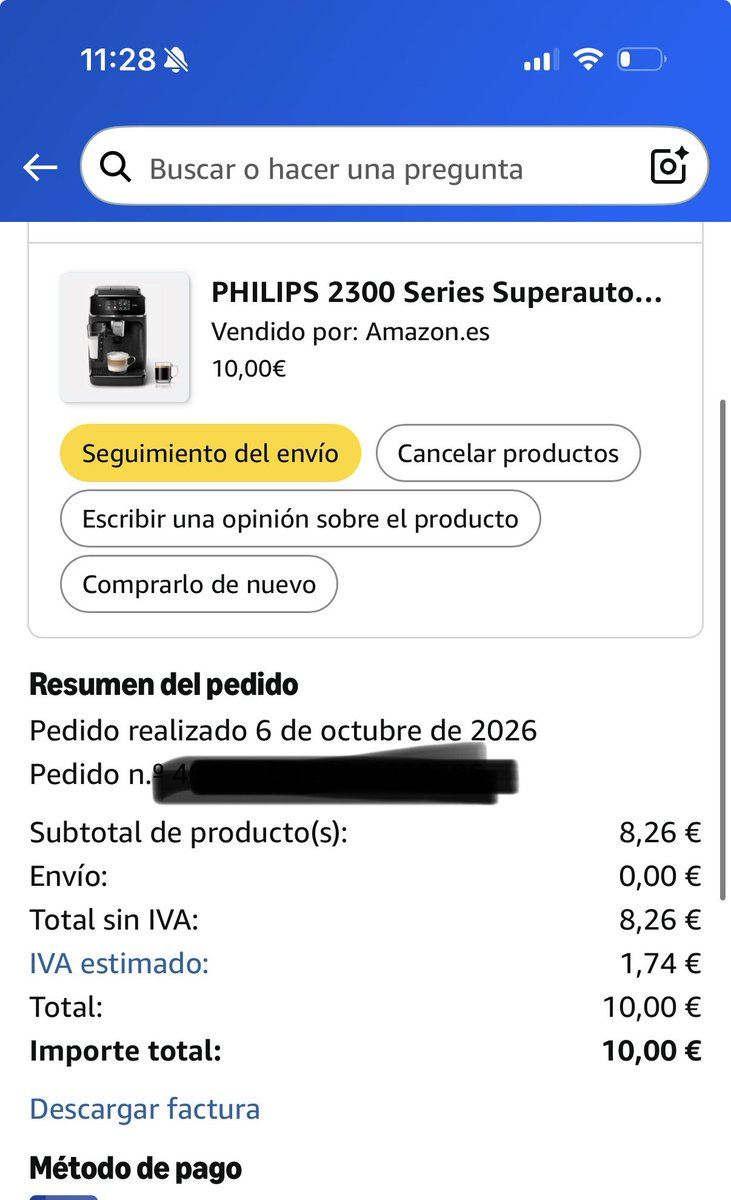 Letscookvlc's tweet photo. Os voy contestando a todos… ha salido otro hater que se va a quedar sin tomarse el café. Me encanta.

☕️PHILIPS Serie 2300 Cafetera Superautomática: 431€ 💰

10 euritos nos ha costado. https://t.co/uW5rwzsgo8