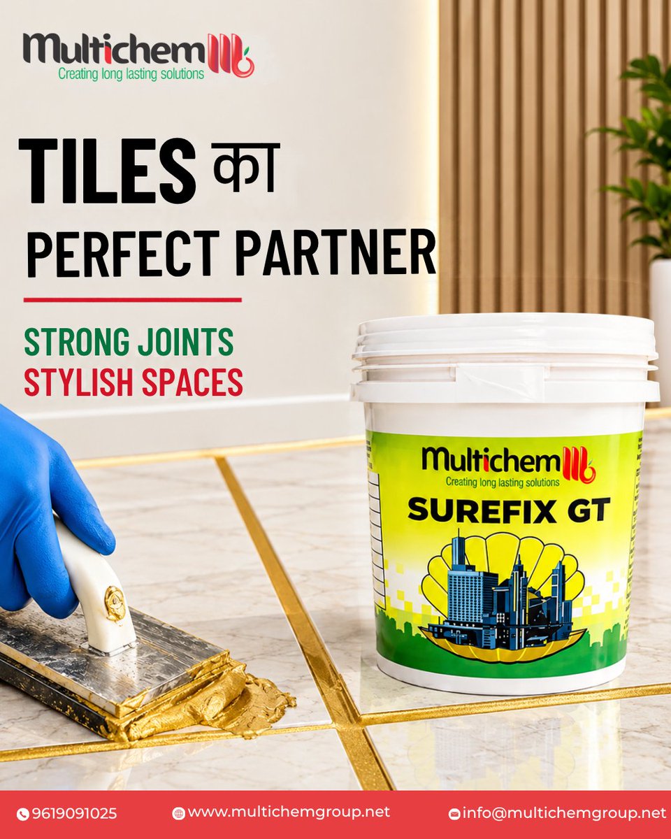 multichem_group's tweet photo. Solid Joints. Clean Finish. Lasting Protection.
Click here : https://t.co/1WEu1uP11x

#TileGrout #TileAdhesive #TilingSolutions #ConstructionChemicals #Waterproofing #TileInstallation #Grouting #ConstructionIndustry #BuildingMaterials #CivilEngineering #Construction https://t.co/r92x4fkFNE
