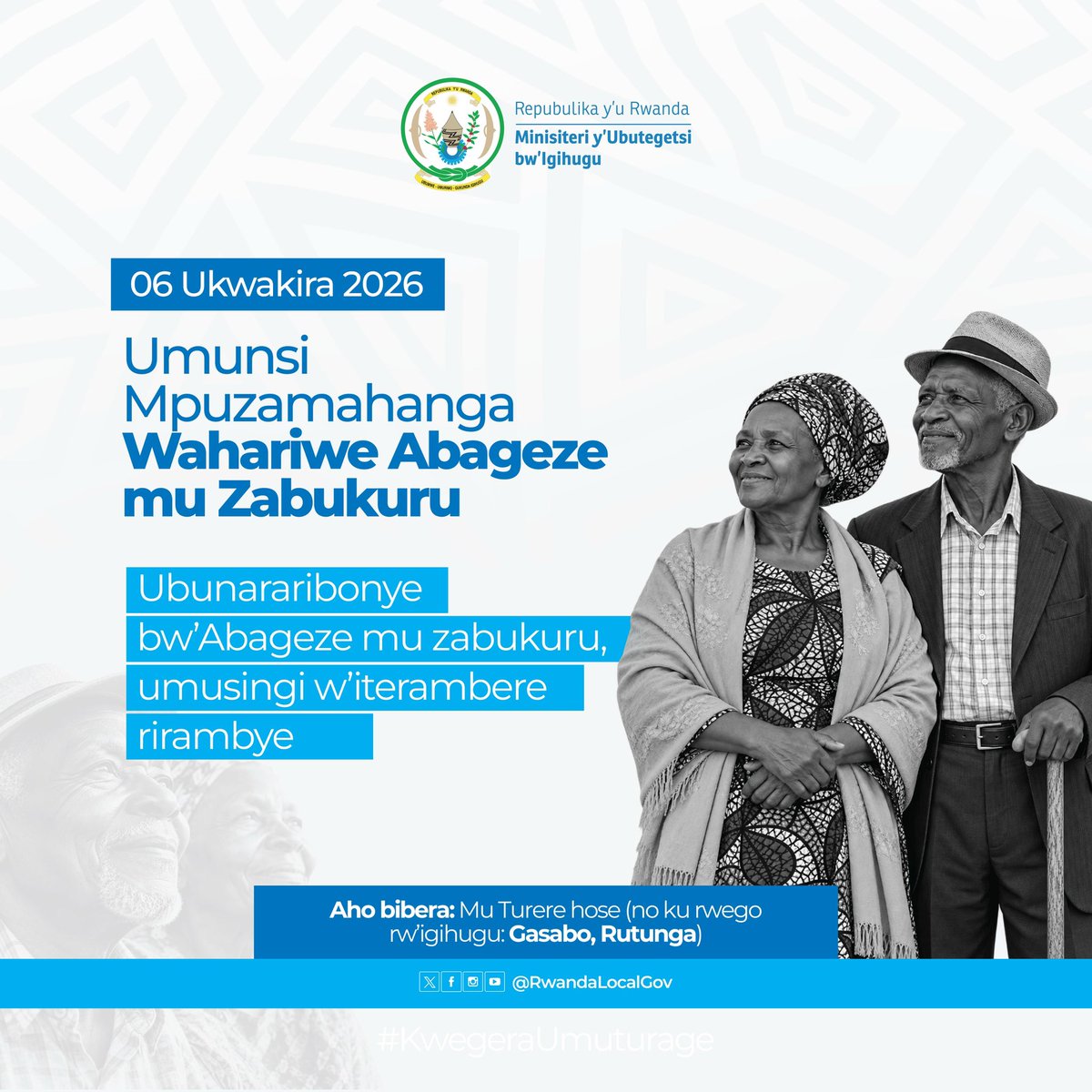 RwandaLocalGov's tweet photo. Uyu munsi u Rwanda rurizihiza Umunsi Mpuzamahanga w’abageze mu zabukuru. 

Urizihizwa hirya no hino mu Tugari, naho ku rwego rw’igihugu wizihirizwe mu Murenge wa Rutunga muri @Gasabo_District. https://t.co/8QEt4Xn5OU