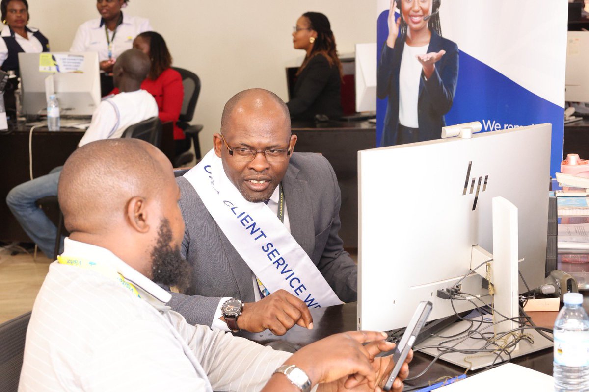 URAuganda's tweet photo. Acting Commissioner Customs, Henry Kwaligonza having one on one interactions with clients, explaining assessments among other things.

#URACSW2026
#FFeBanno https://t.co/nNn8ttQ2s4