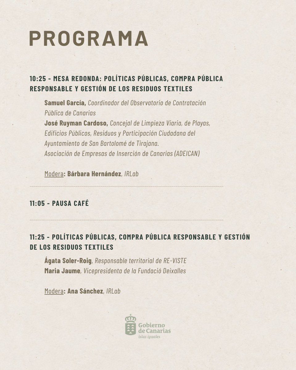 IRLab_'s tweet photo. 🌱 Jornadas de Economía Circular e Inserción Social

📅 26 octubre | 🕤 09:30–13:30
📍 Espacio La Industrial, Tegueste

♻️ Un encuentro para abordar los residuos textiles, la economía circular y su relación con el empleo y la inserción social.

🎟️ https://t.co/a4cILuiJ12 https://t.co/V2wWqacWAT
