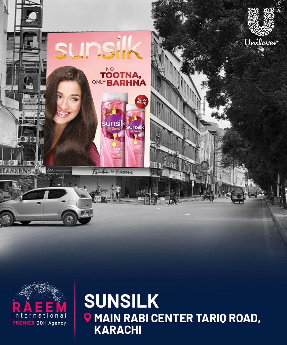 raeem_Int's tweet photo. Good hair. Big moves.
We’re turning a powerful haircare message into a high-impact OOH presence built around reach, consistency and brand recall. The message? Sunsilk’s “No Tootna, Only Barhna,” delivered for @Unilever
#RaeemInternational #CoreMedia #Sunsilk #OOHAdvertising https://t.co/EzTrv57wTM