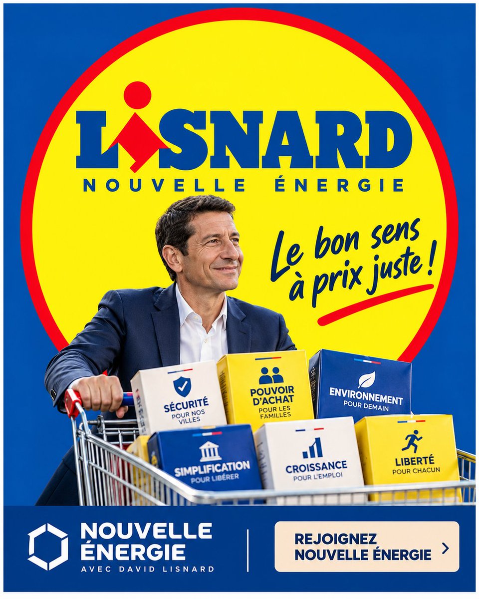 AlbanVnt's tweet photo. 🛒 Le bon sens à prix juste !
Sécurité, pouvoir d’achat, simplification, croissance, liberté : mettons de nouvelles idées dans le panier de la France. 🇫🇷

Rejoignez @Nouv_Energie avec @davidlisnard

#DavidLisnard #NouvelleEnergie #France2027 https://t.co/OAWrHL0rl3