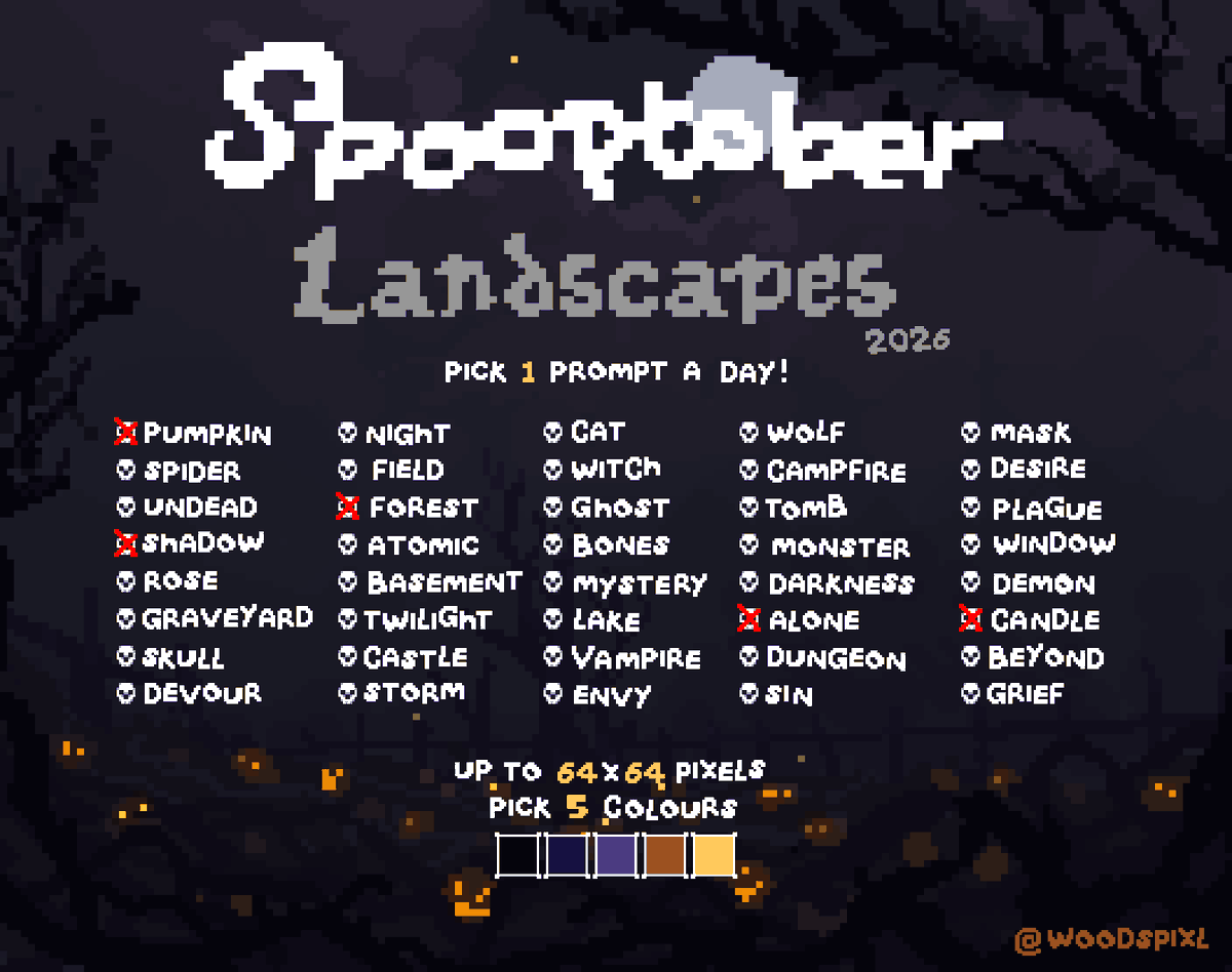 Woodspixl's tweet photo. Day 5 #spooptober! 5 colours at 64x64 pixels
#shadow #pixelart #landscape 🌳 https://t.co/zCQ6SmU5Wu