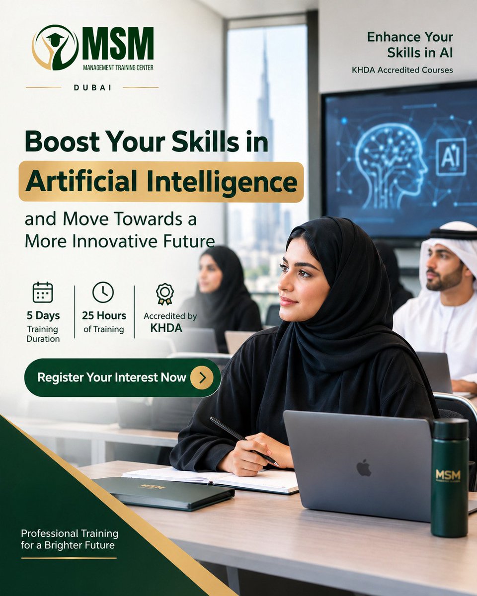 MSMMTCenter's tweet photo. Develop your skills and take the next step toward a more professional future.
Register now or get in touch with us:
🌐 https://t.co/KvZJIxiAd5
📩 Contact Us
#ProfessionalTraining #SkillsDevelopment #TrainingCourses #Dubai #UAE https://t.co/erq0OmkZsl