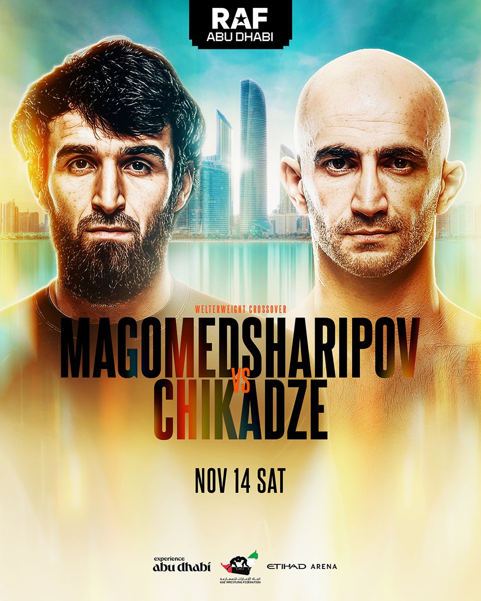 RAFWrestlingUSA's tweet photo. SAY LESS 😮‍💨

Zabit Magomedsharipov goes head-to-head with Giga Chikadze at #RAFABUDHABI NOV 14 at Etihad Arena.

Tickets on sale now at the link in bio. https://t.co/HfdpmqZZEZ