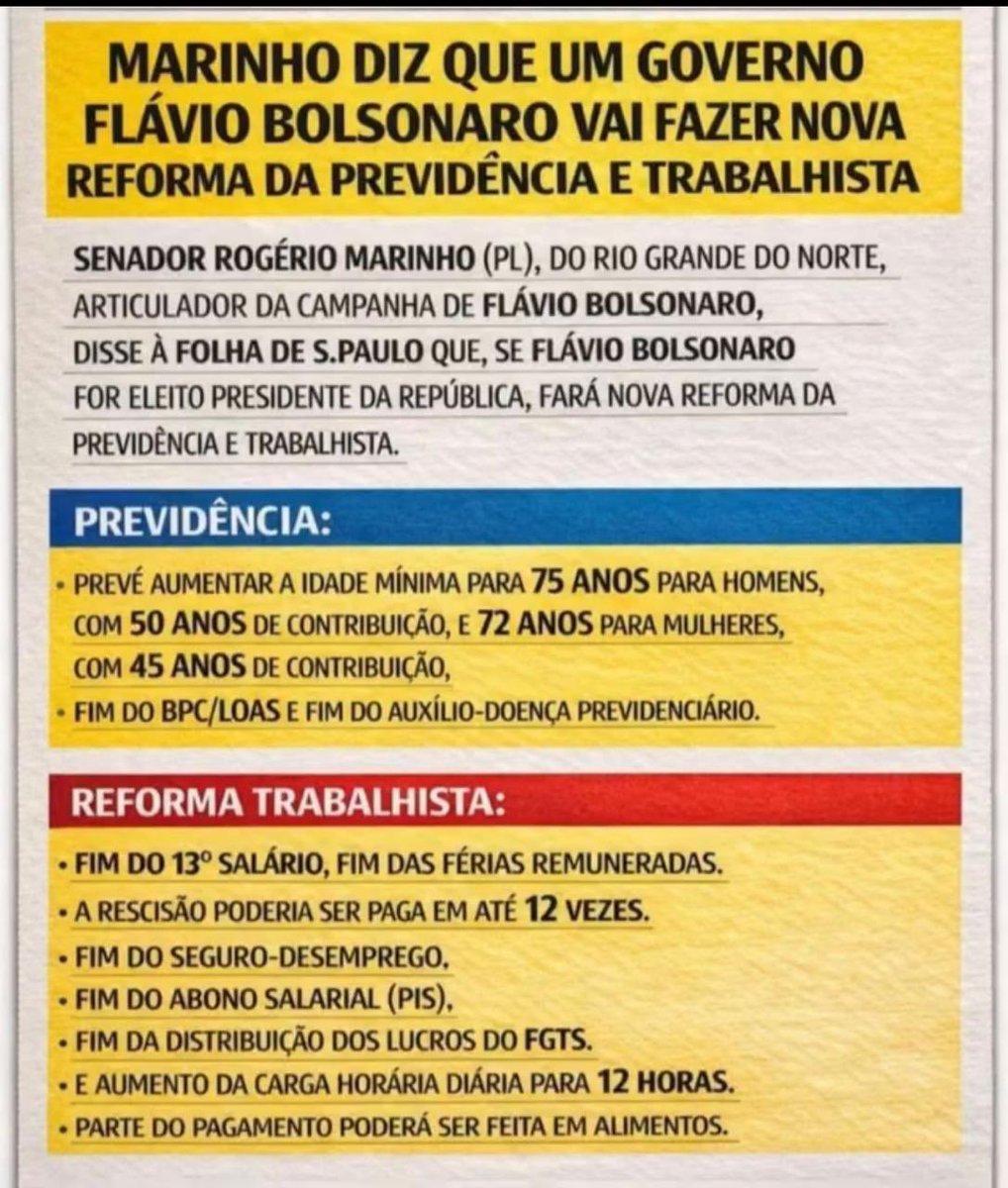 neivaribeirosp's tweet photo. Olha o que o projeto do Flávio Bolsonaro reserva aos trabalhadores : mais retirada de direitos, menos renda , menos dinheiro no bolso do trabalhador para enriquecer quem?  Não vote no Flávio Bolsonaro.  TAL PAI TAL FILHO https://t.co/I7Ge0acLiU