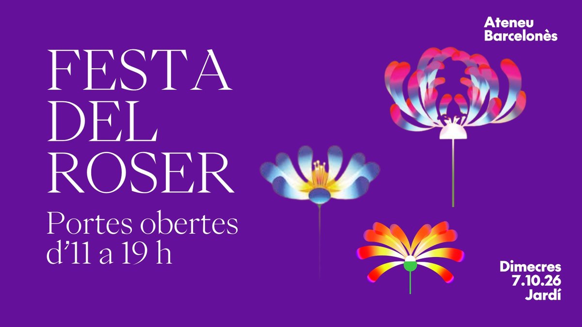 AteneuBCN's tweet photo. 🏛️ Aquest dimecres obrim les portes de l'Ateneu, vine a conèixer-lo!

🌹 Celebrem la Festa del Roser, la Festa Major de la Rambla

⌛️D'11 a 19h https://t.co/ti0sCfOCF9