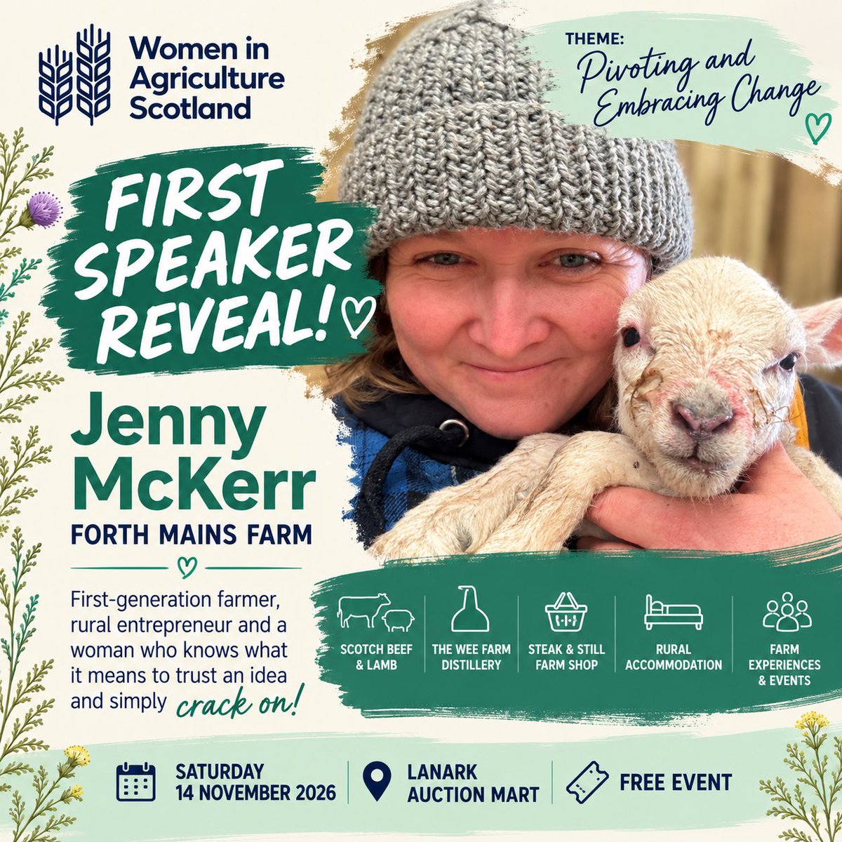 WiAScot's tweet photo. 🌟 FIRST SPEAKER REVEAL!

Meet Jenny McKerr of Forth Mains Farm 🌾

Jenny joins us to share her story of farming, diversification and why sometimes you just have to trust your idea and crack on!

📅 14 Nov | Lanark Auction Mart
🎟️ FREE

Book now: https://t.co/CHgnXIyJW2 https://t.co/3BtHEGAeQ9