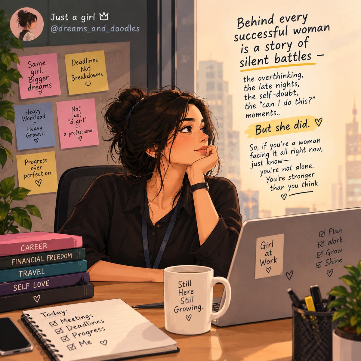 devidanush's tweet photo. Meetings. Deadlines. Being underestimated. Proving yourself twice. Balancing expectations.

Yet she keeps showing up. 💪✨

To every woman building her career:
You belong in every room your hard work takes you to. ❤️

#GirlPower #WomenAtWork #WomenEmpowerment #CareerWoman https://t.co/Xf3AlAp8Pa