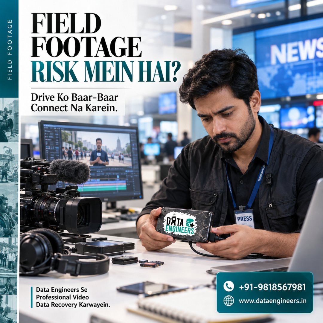 data_engineers's tweet photo. Important footage hai? Device ko baar-baar connect karne ke bajay professional recovery assessment karwayein.

📞 +91-981-856-7981
 🌐 https://t.co/QAaPwZmt7R

#VideoDataRecovery #FieldFootageRecovery #VideoRecovery #CameraDataRecovery #MemoryCardRecovery #SDCardRecovery https://t.co/vJ3CBju6T4