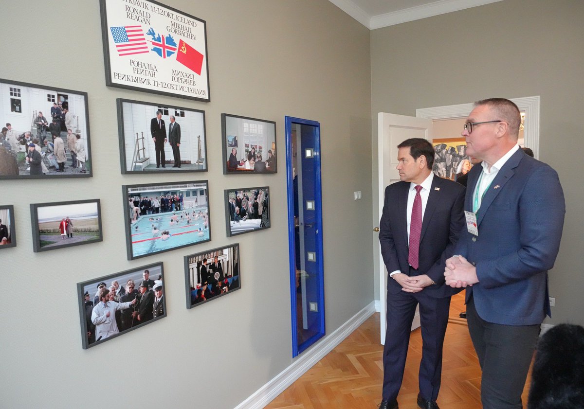 SecRubio's tweet photo. Toured the Hofdi House, where the 1986 Reykjavik Summit between President Reagan and Soviet General Secretary Mikhail Gorbachev took place. 

The house symbolizes diplomacy’s role in ending the Cold War and defeating communism. https://t.co/pHh7jMNRdZ