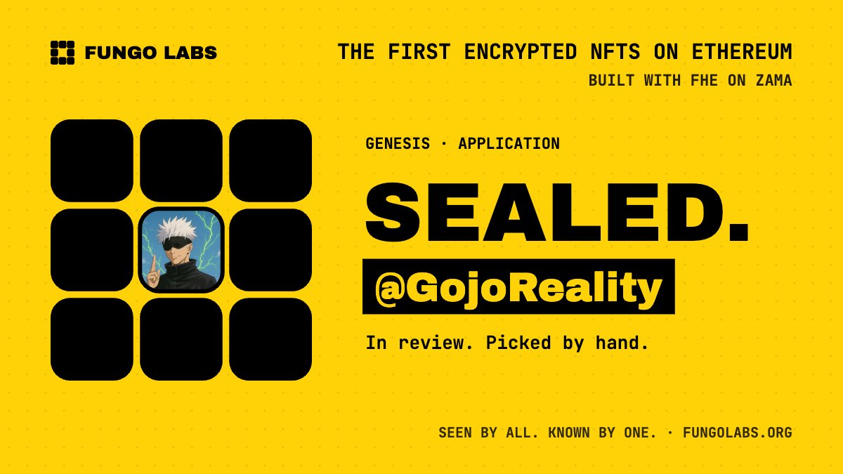 GojoReality's tweet photo. Been looking into @fungolabs and this one is still very early.

They’re building an encrypted NFT collection on Ethereum mainnet using @zama, with a total supply of 3,232.

500 spots are set aside for free mint
232 for the team
2,500 for public sale
Public mint pricing hasn’t been revealed yet, so there’s still a window to try for one of the free whitelist spots before things get crowded.
Apply here: https://t.co/6Bs6tgEa7i

I’ll admit Zama being involved is what made me look twice 😅

Still, don’t take that as an endorsement. Read through the project yourself before putting money into the public sale.

Good luck if you’re applying.