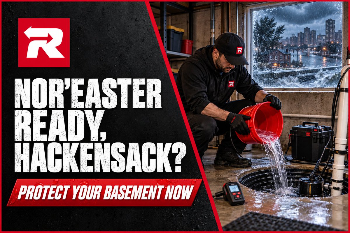 restorianbergen's tweet photo. The highest-value ten minutes in Hackensack this month: pour a bucket of water into the sump pit and confirm the pump runs.

Nor'easter season is open. 24/7 response across Bergen County: (201) 340-7270

https://t.co/bmiAV10pND https://t.co/SrHioMNxLf