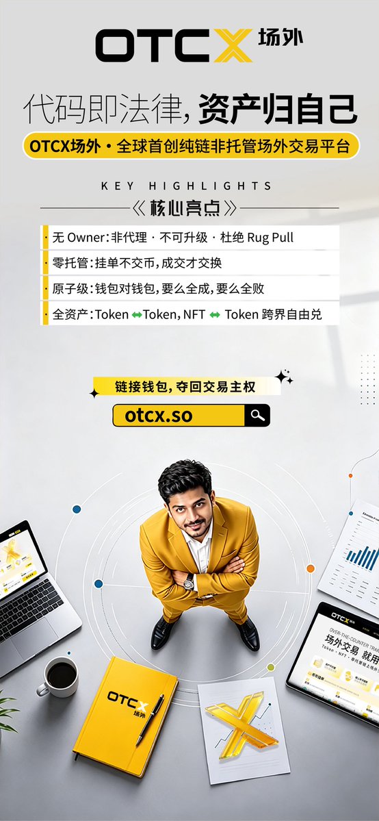 cowcmweb3's tweet photo. OTCX 场外链上交易模式
目前全球唯一 · 独此一家！

历经团队 半年潜心研发、反复打磨，
没有喧嚣预热，没有高调造势——
OTCX，悄然上线！

开创 非托管 · 纯链上 · 场外交易 全新模式，
重新定义 Web3 场外资产交易新范式。

不是模仿市场，
而是创造市场从未有过的交易方式。

OTCX｜全球首创 · 独此一家
立即体验：https://t.co/lYh9OsUxcs