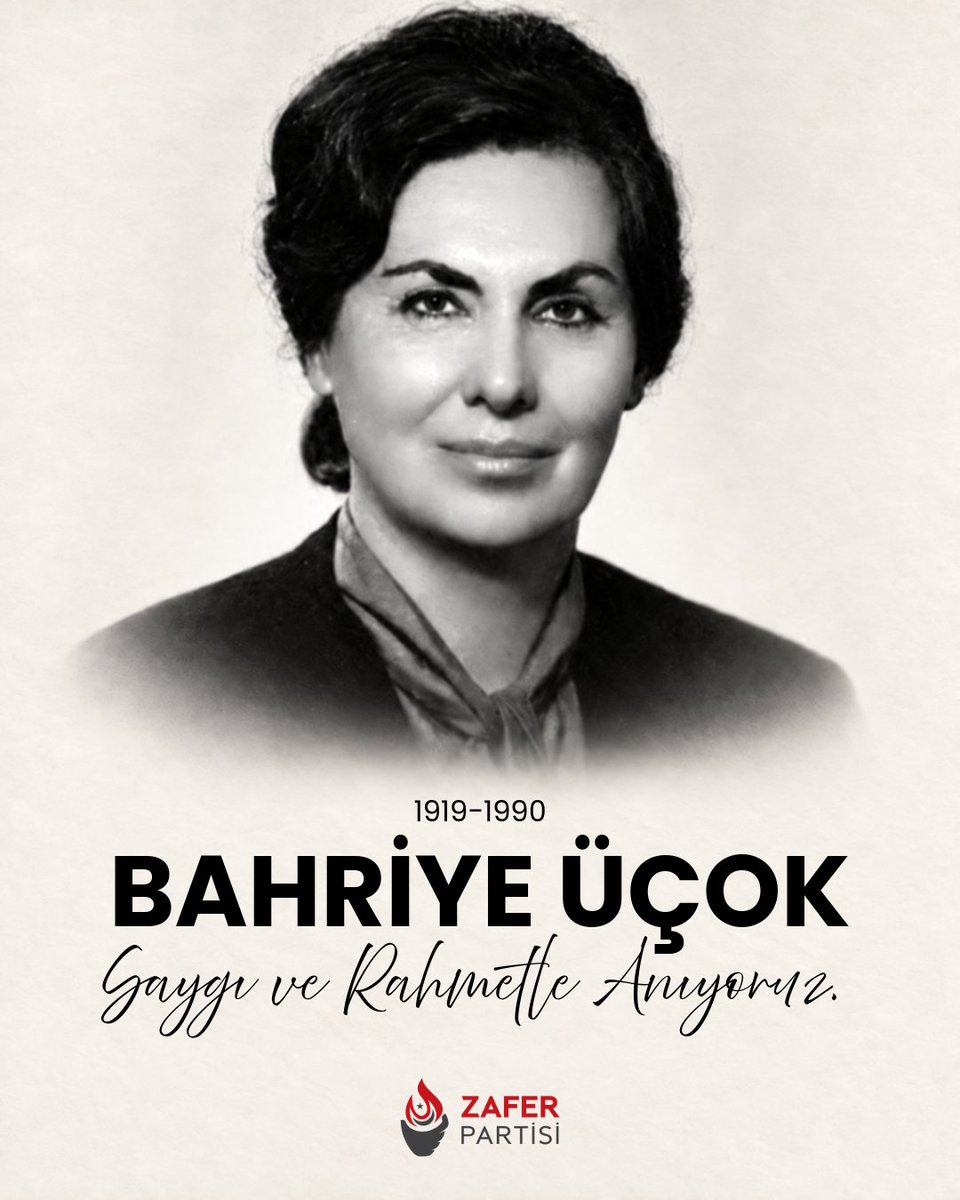 zaferpartisi's tweet photo. Atatürkçü düşüncenin ve laik Cumhuriyet’in kararlı savunucusu Doç. Dr. Bahriye Üçok’u, katledilişinin 36. yıl dönümünde saygı ve rahmetle anıyoruz.

Fikirleri ve mücadelesi daima yaşayacak. https://t.co/6TQNvKLp1l