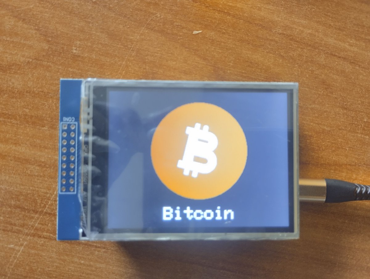 bmuchai254's tweet photo. Here's the display that I will be using for my #Bitcoin hardware wallet. It is a 2.8" TFT touch display, so it will be doubling as the user interface instead of physical buttons.
I've managed to display the Bitcoin logo on it as I think of the UI elements that I'll be using. https://t.co/1U5HStUa91