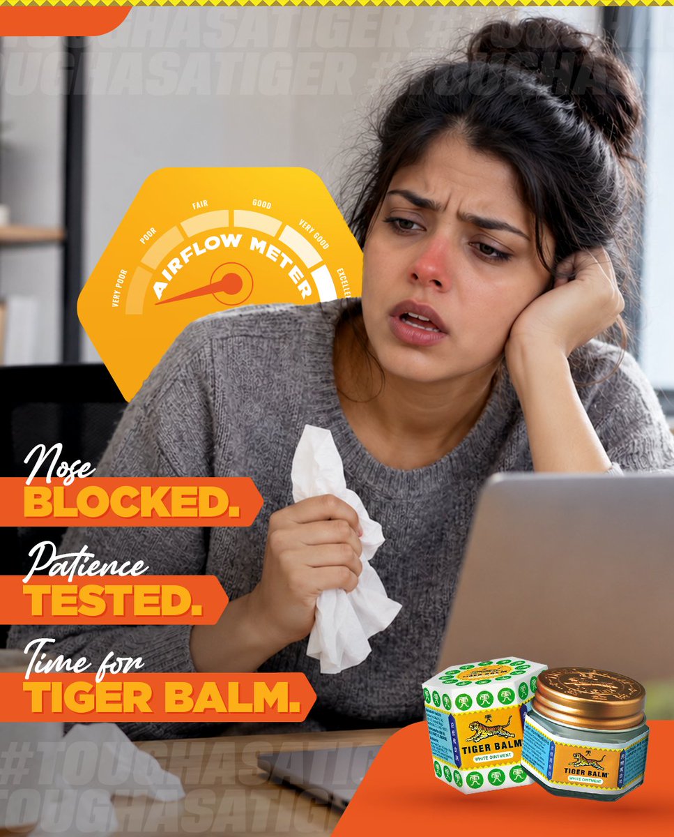 TigerBalmIndia's tweet photo. When a cold blocks your nose, even breathing normally starts feeling like a task.
#TigerBalm #TigerBalmWhite #TigerBalmOil #ToughAsATiger #TigerBalmInternational #LessonsFromPain #RoarThroughPain https://t.co/v3VN68cuZn